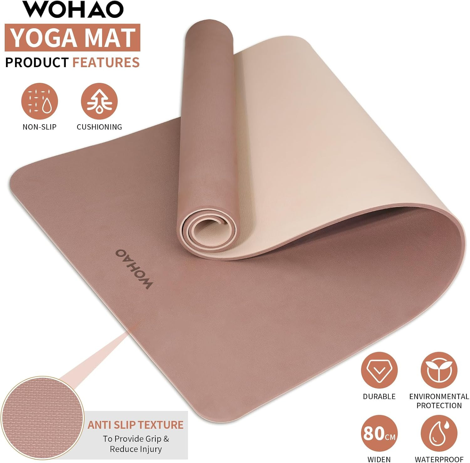 Extra Thick 8Mm Yoga Mat, 72″X28″ Non Slip Exercise Mat, Reversible 2-Sided Dual