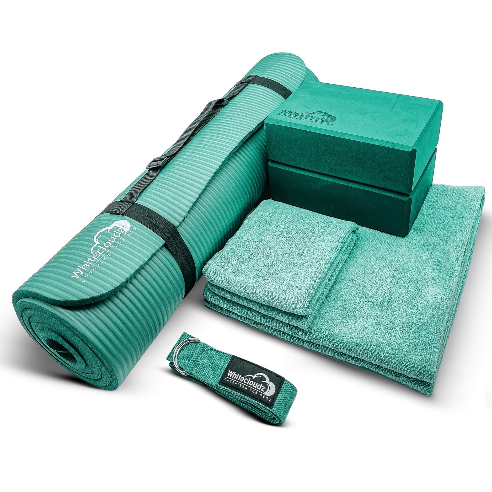 WHITECLOUDZ Yoga kit, 7-Piece Yoga Mat Set for Home Workouts, Thick Yoga Mat,…