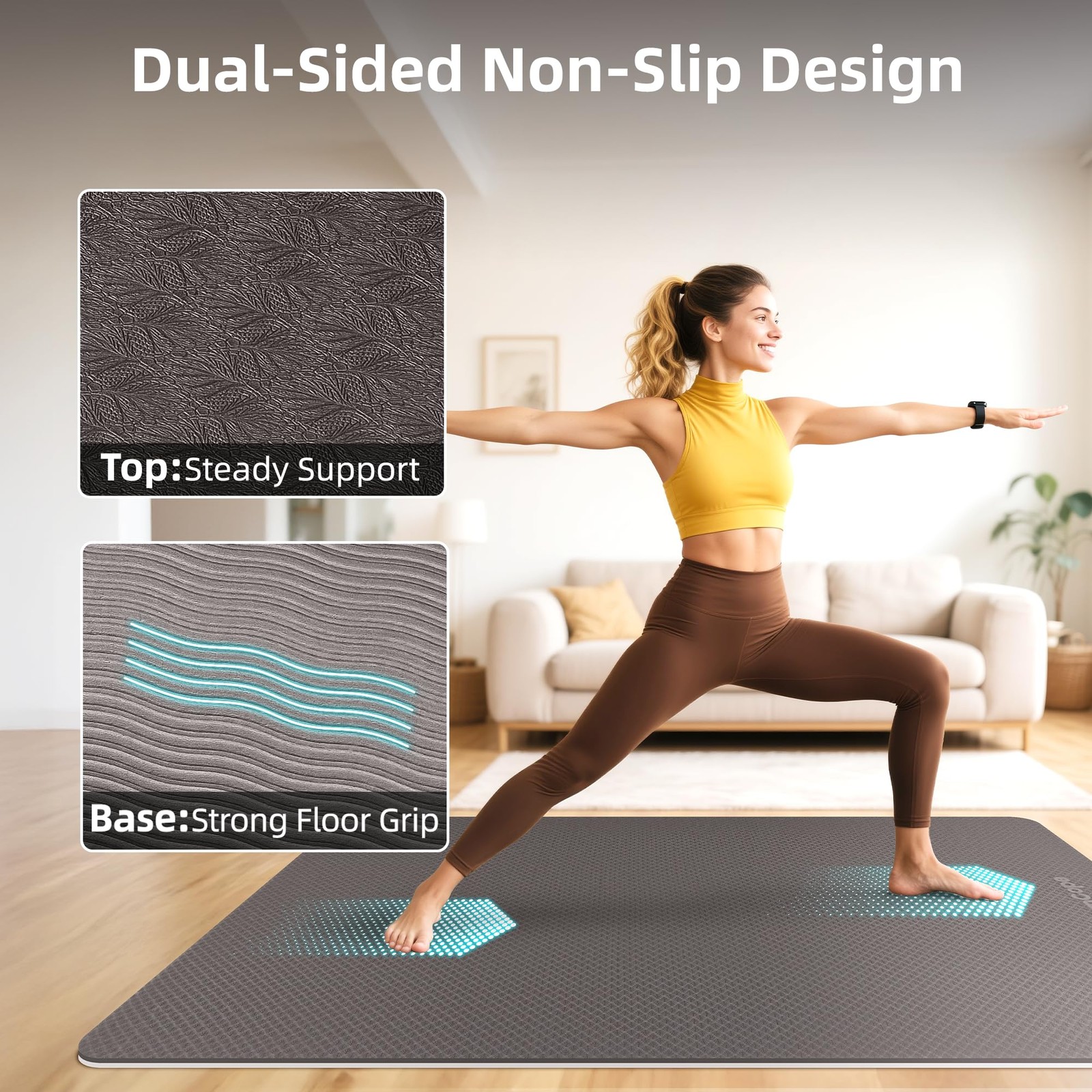 Extra Large Yoga Mat – 72″x48″ or 78″x57″, Non-Slip TPE Exercise Mat for & Me…