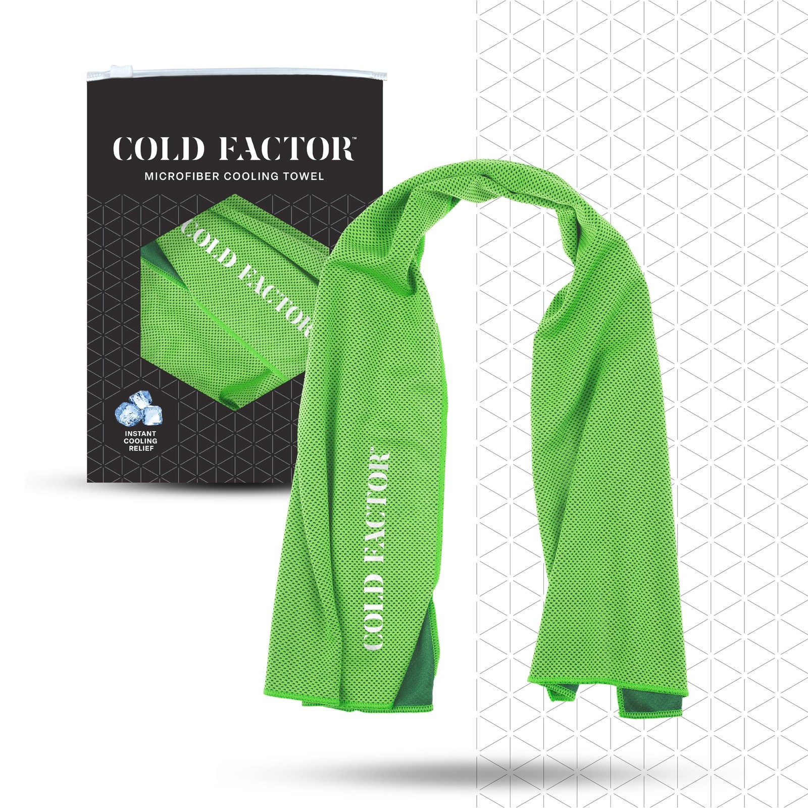 COLD FACTOR Instant Cooling Towel – Sports with 1 Pack, Lime