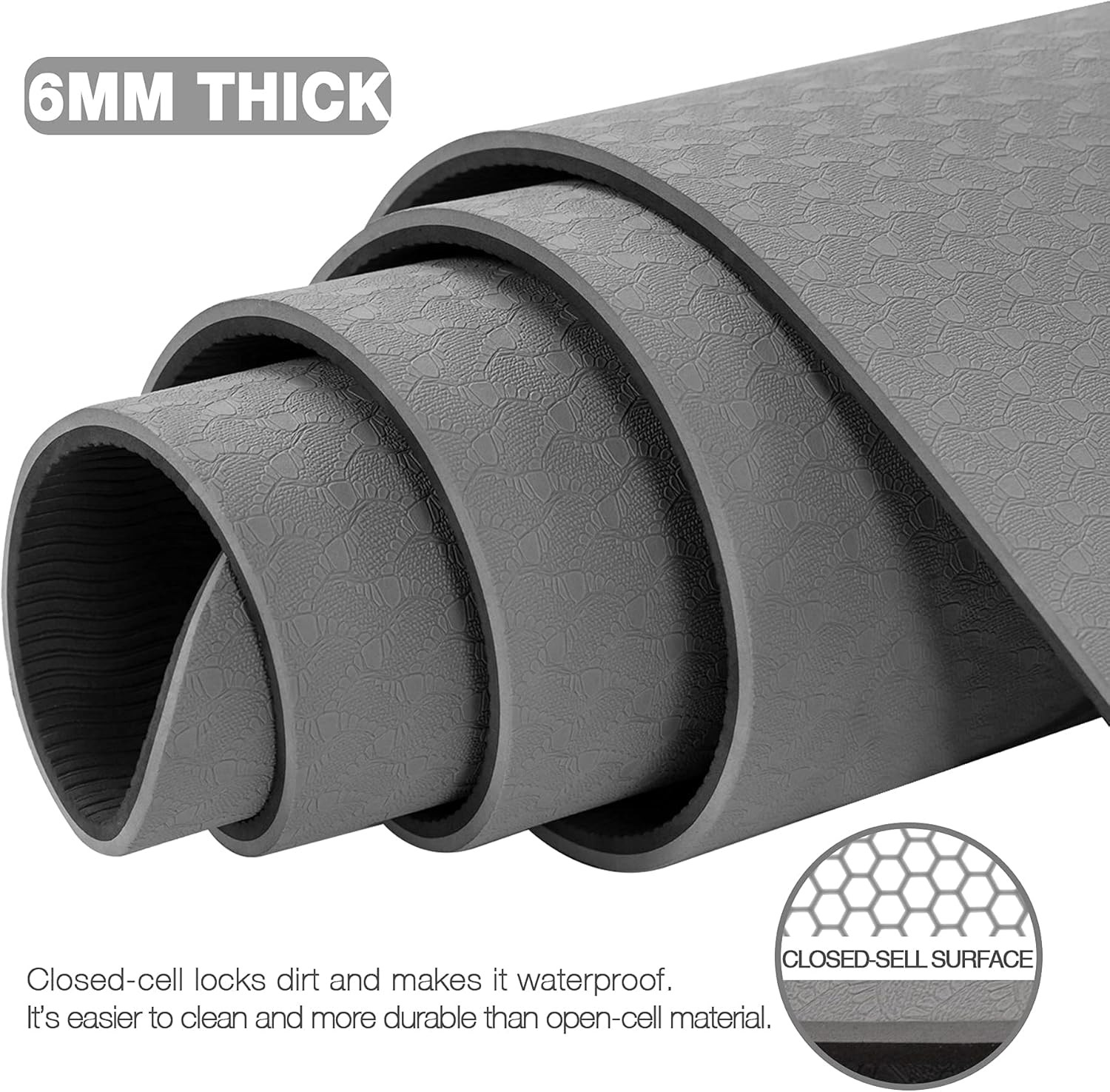 Large Yoga Mat for Men and Women 1/4 & 2/5 Inch Extra Thick TPE Fitness Mat for