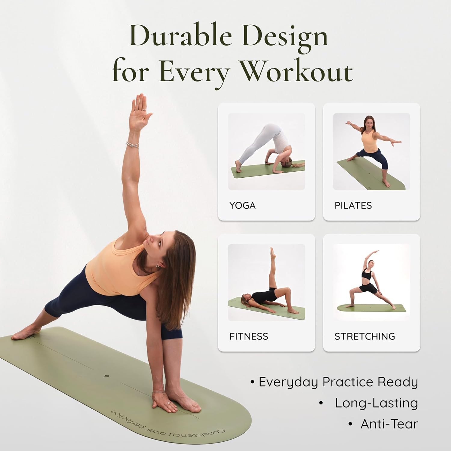 Eco-Friendly Arch Yoga Mat with Non-Slip Grip & Motivational Design
