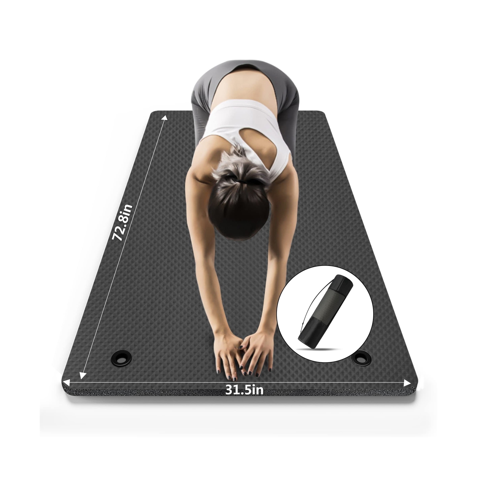 LFS Yoga Mat 31.5 inch 10mm Hangable Extra Wide and Extra Thick Non Slip Exer…