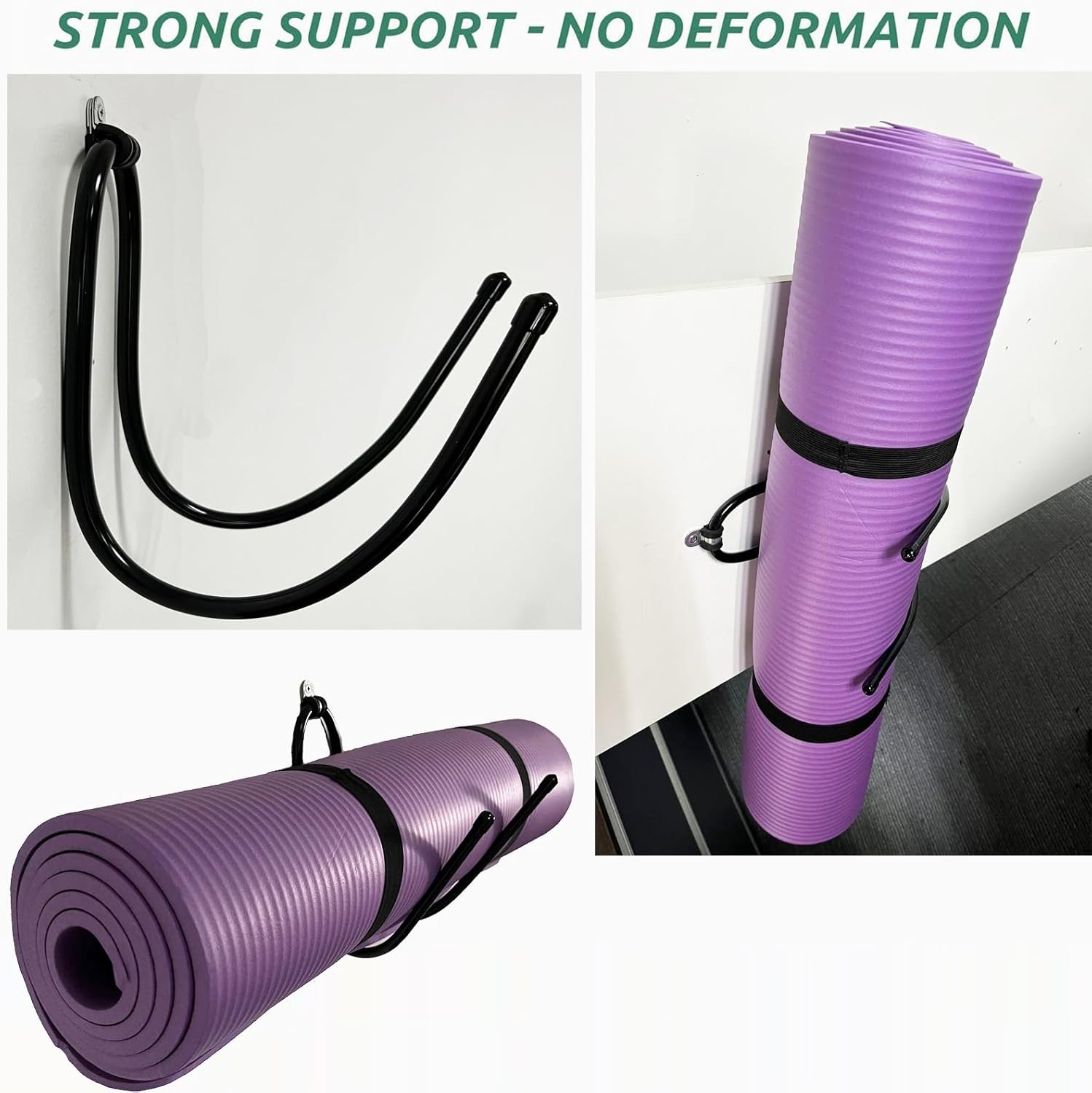 2-Pack Wall Mount Yoga Mat Holder Storage Rack Foam Roller Organizer Home Gym