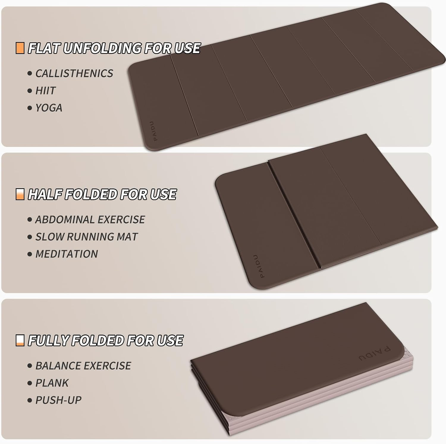 Extra Thick Foldable Yoga Mat – Non-Slip TPE, Portable & Easy Storage
