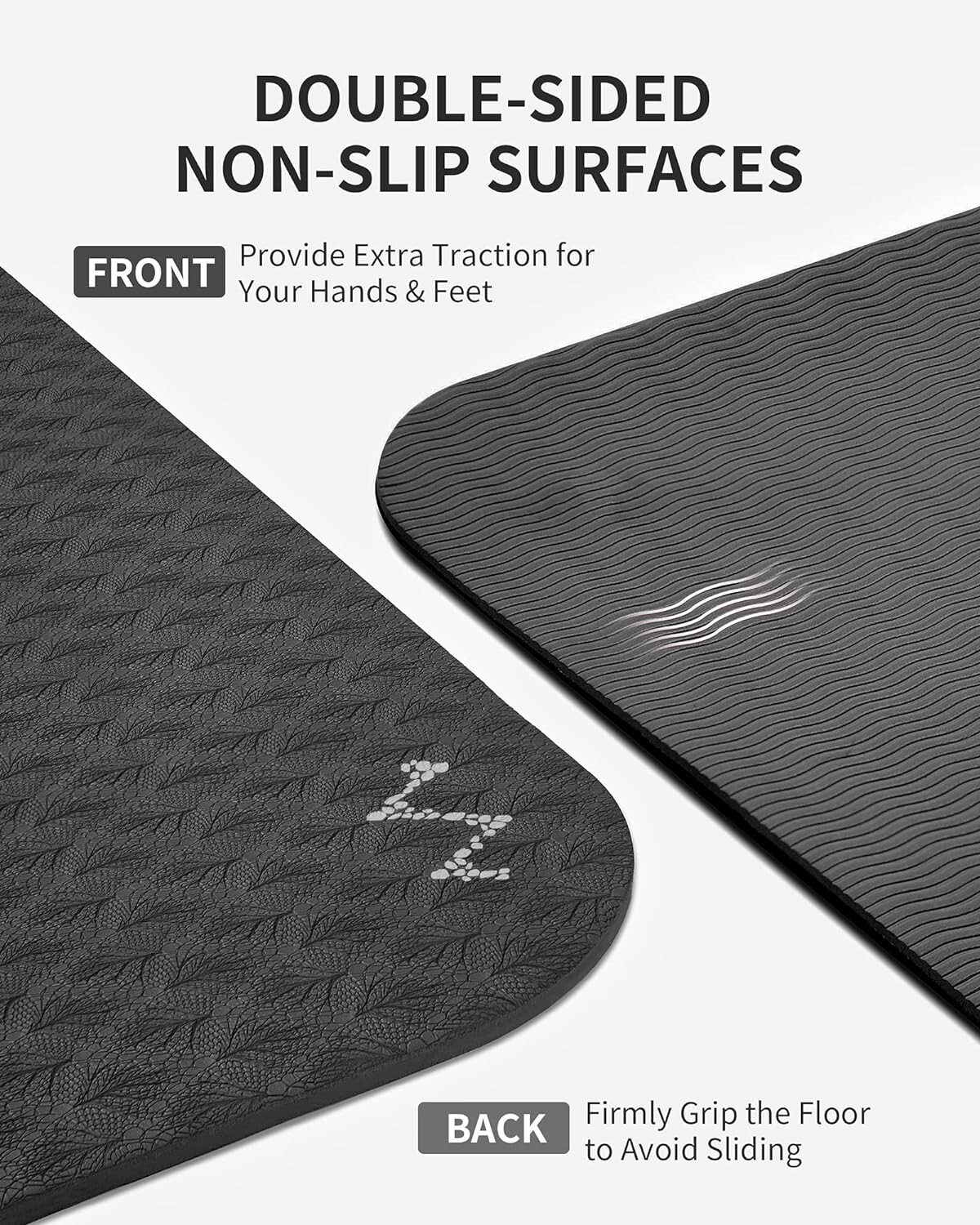 Large Yoga Mat – Extra Wide Workout Mat for Men and Women – 6’x 4′ – Black