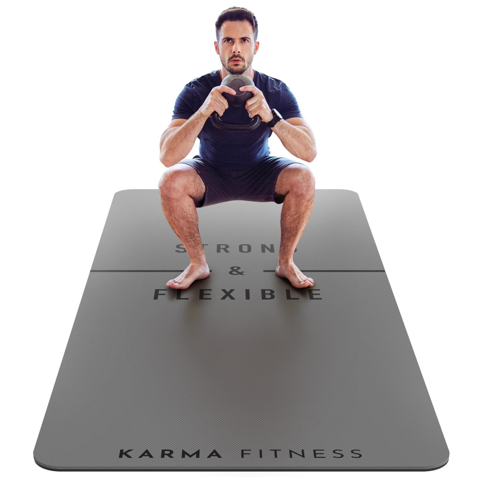 Large Exercise Mat – Extra Thick 10mm Workout Mat (72″x32″) – Non-Slip TPE Yo…
