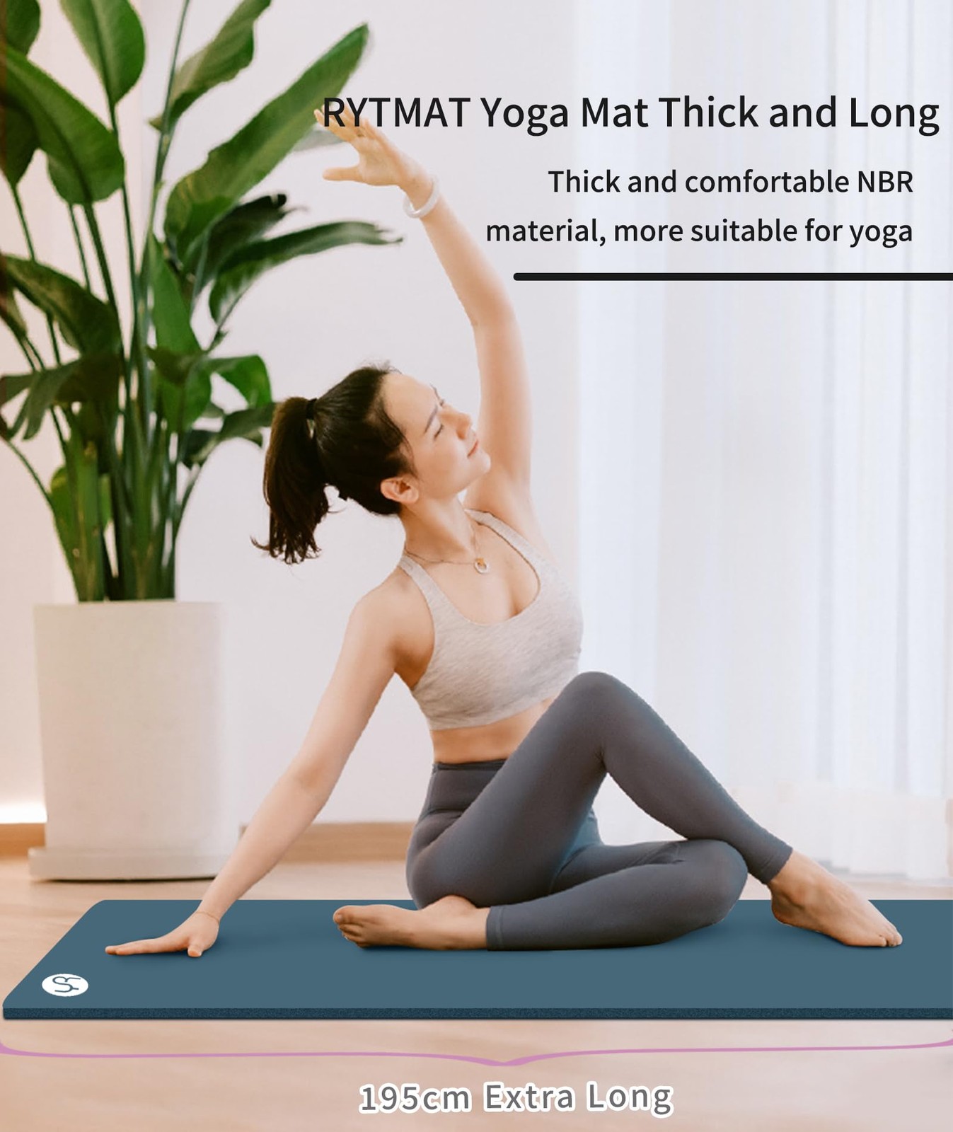 Thick Yoga Mat 195×61×2cm NBR Fitness Mat Gymnastics Mat for Pilates Gym W…