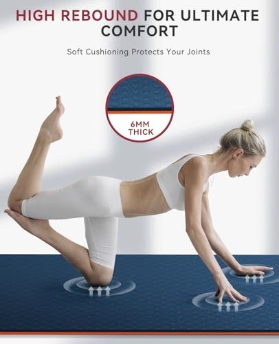 Extra Wide Non-Slip Yoga Mat 72″x36″x6mm, Durable Eco-Friendly Exercise Mat + Ba