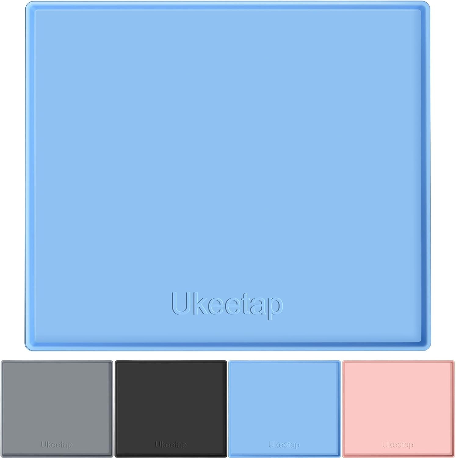 Extra Thick Silicone Mat Waterproof with Raised Edge 19” x 12”, BPA Free Non-Sli