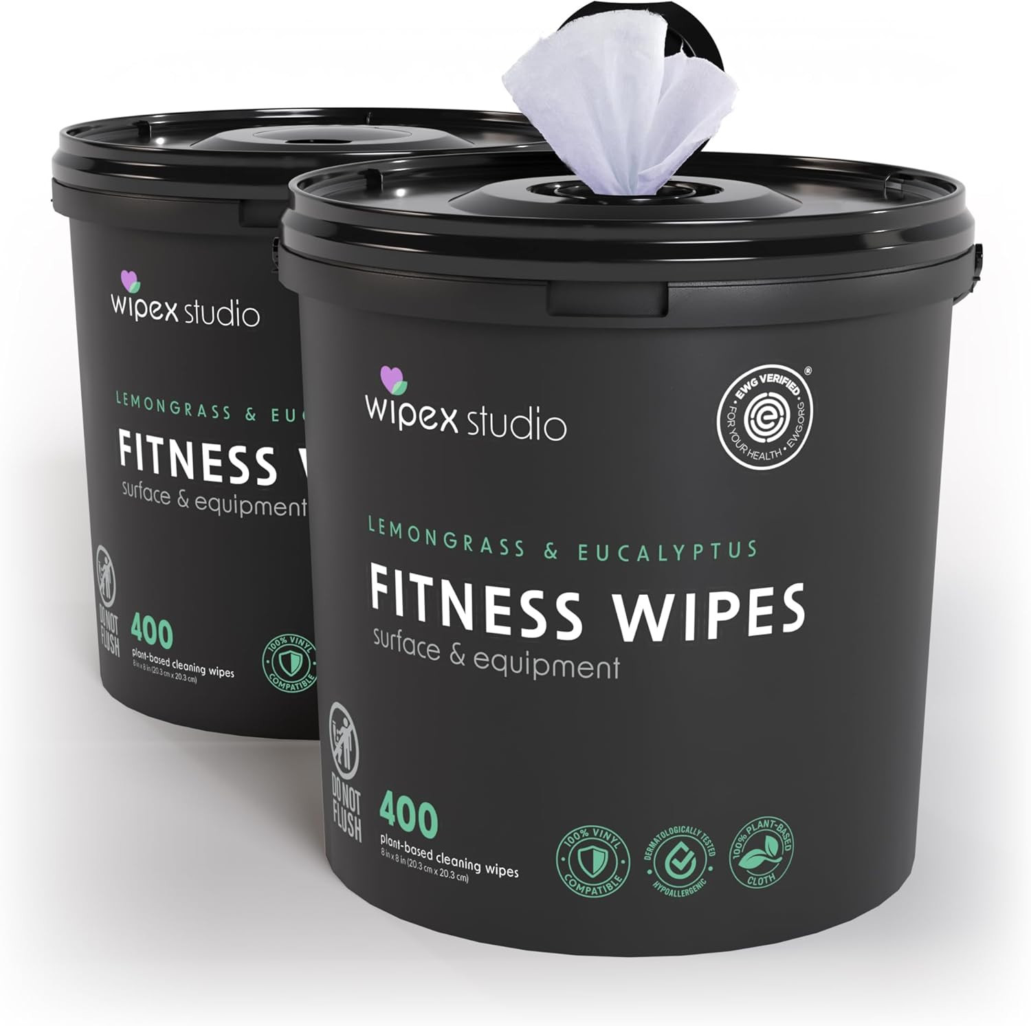 Gym Plant-Based Wipes, EWG Verified, Natural Surface & Equipment Cleaning with L