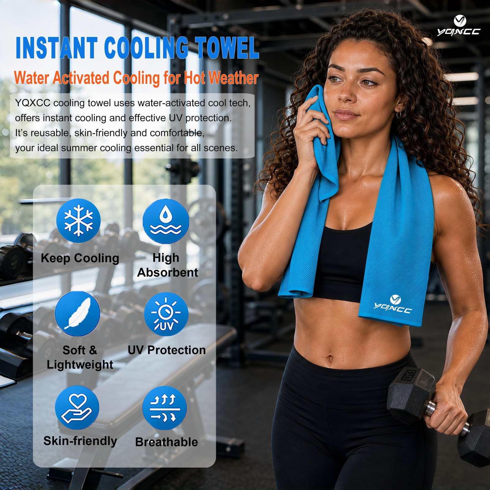 YQXCC 4 Pack Cooling Towels 40″x12″, Cool Ice Towels for Neck & Face | Coolin…
