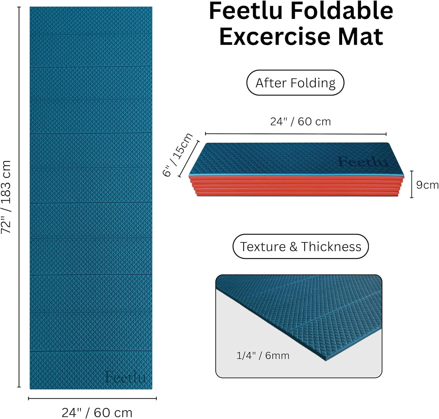 Premium Foldable Yoga Mat – Anti-Slip, Lightweight, 6mm to 12mm Thickness