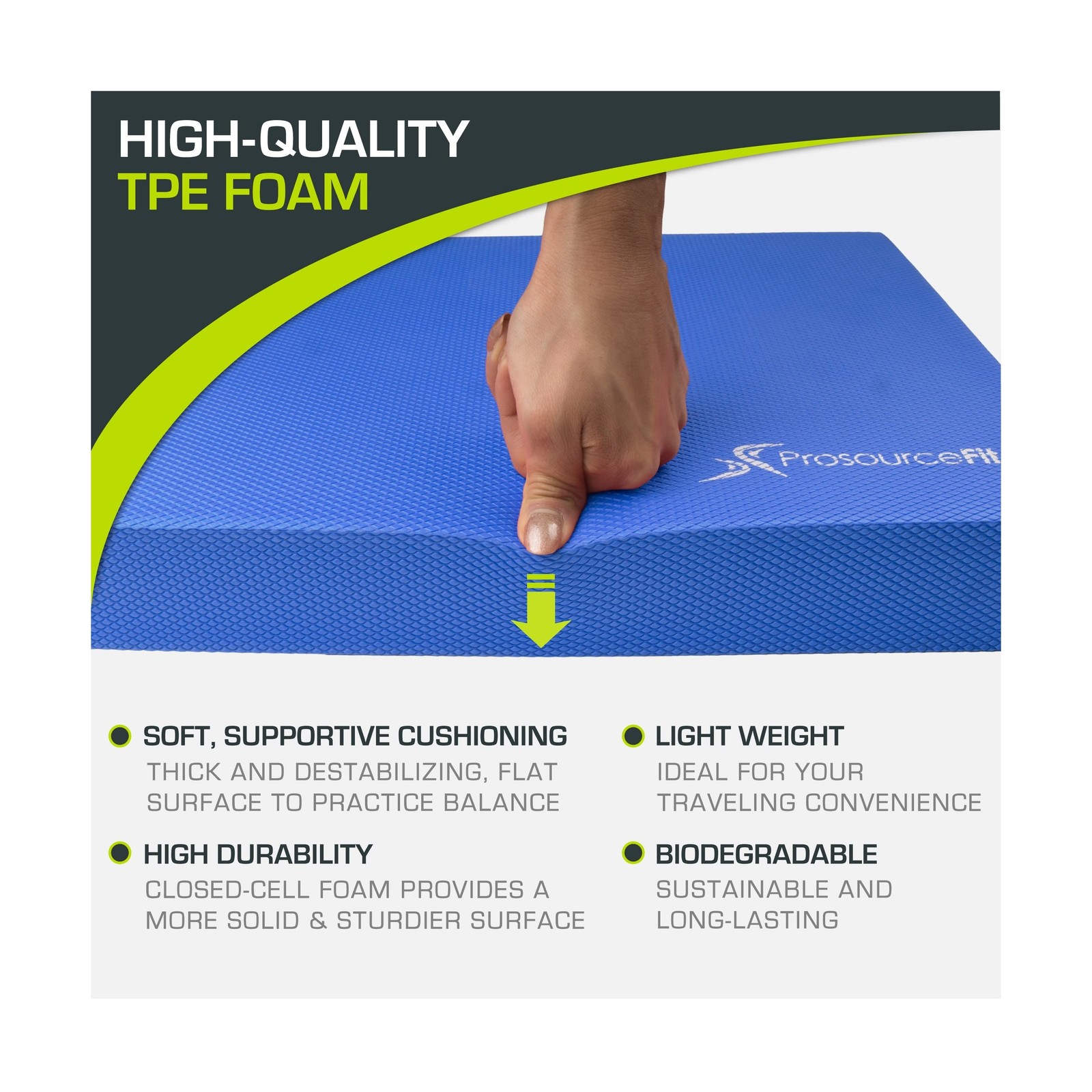 ProsourceFit Exercise Balance Pad – Large Cushioned Non-Slip Foam Mat & Kn