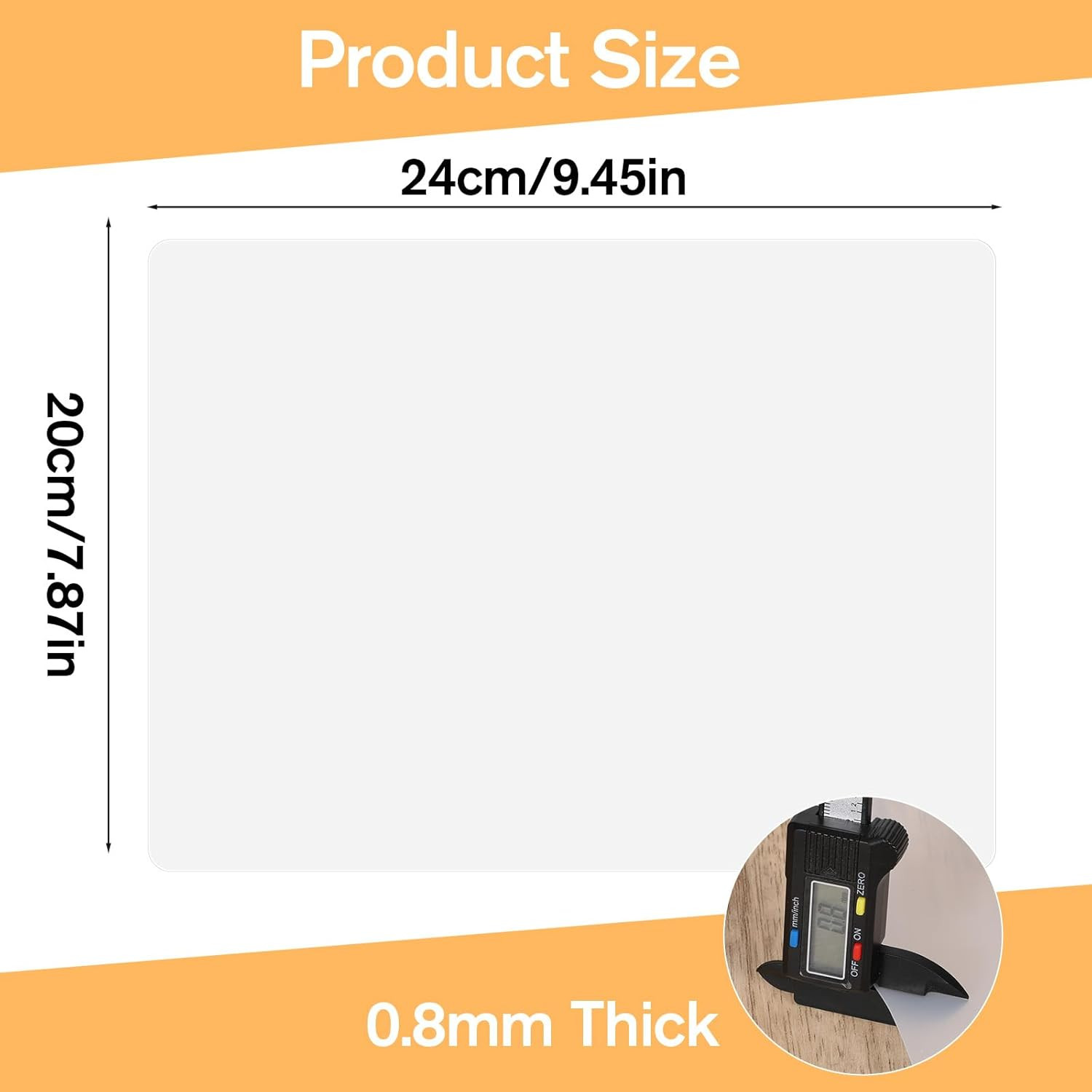 2Pcs Clear Silicone Mat,24 X 20 Cm/9.45 X 7.87 in Silicone Mats for Crafts,Silic