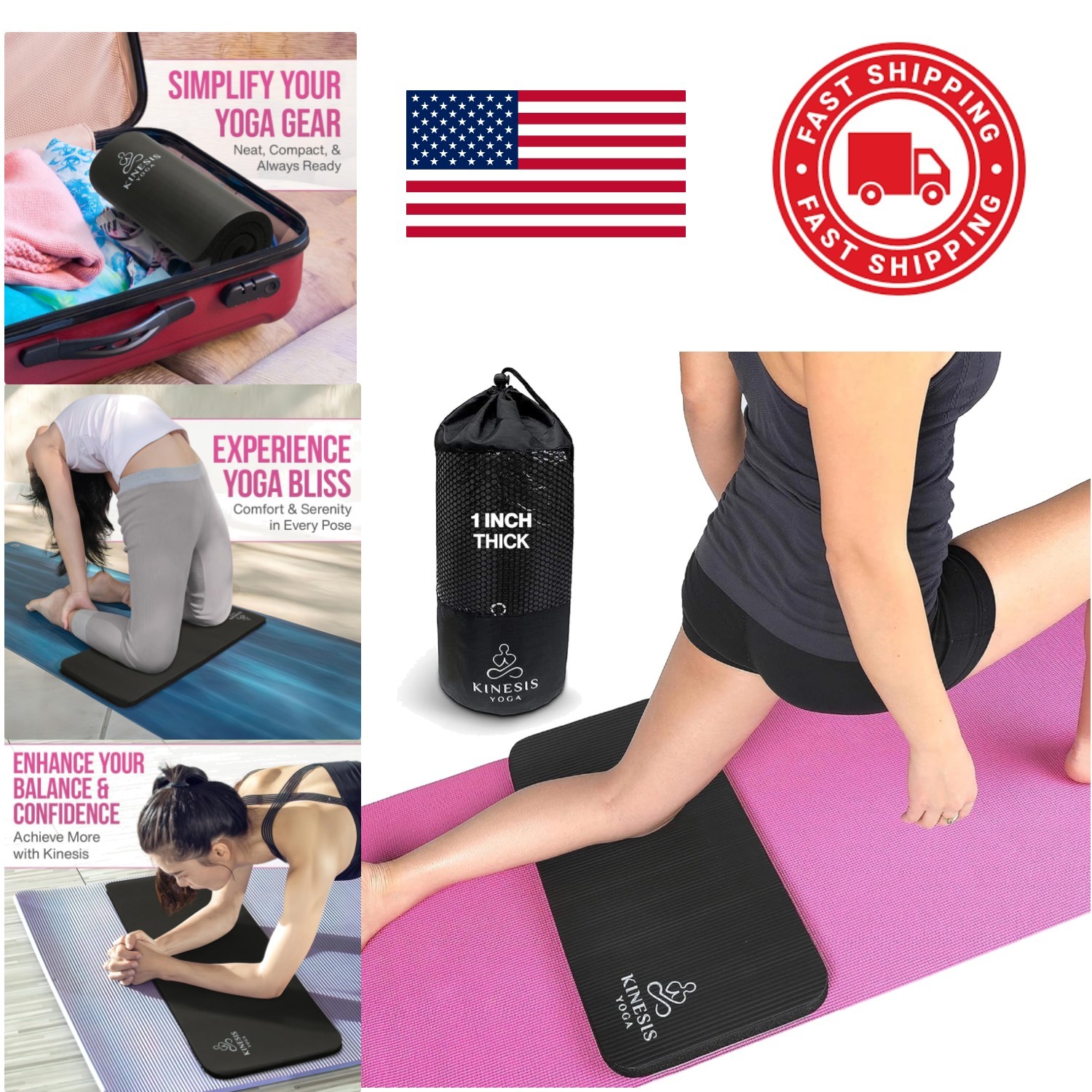 Extra Thick Knee Pad 1 Inch 25mm with Breathable Mesh Bag for Travel
