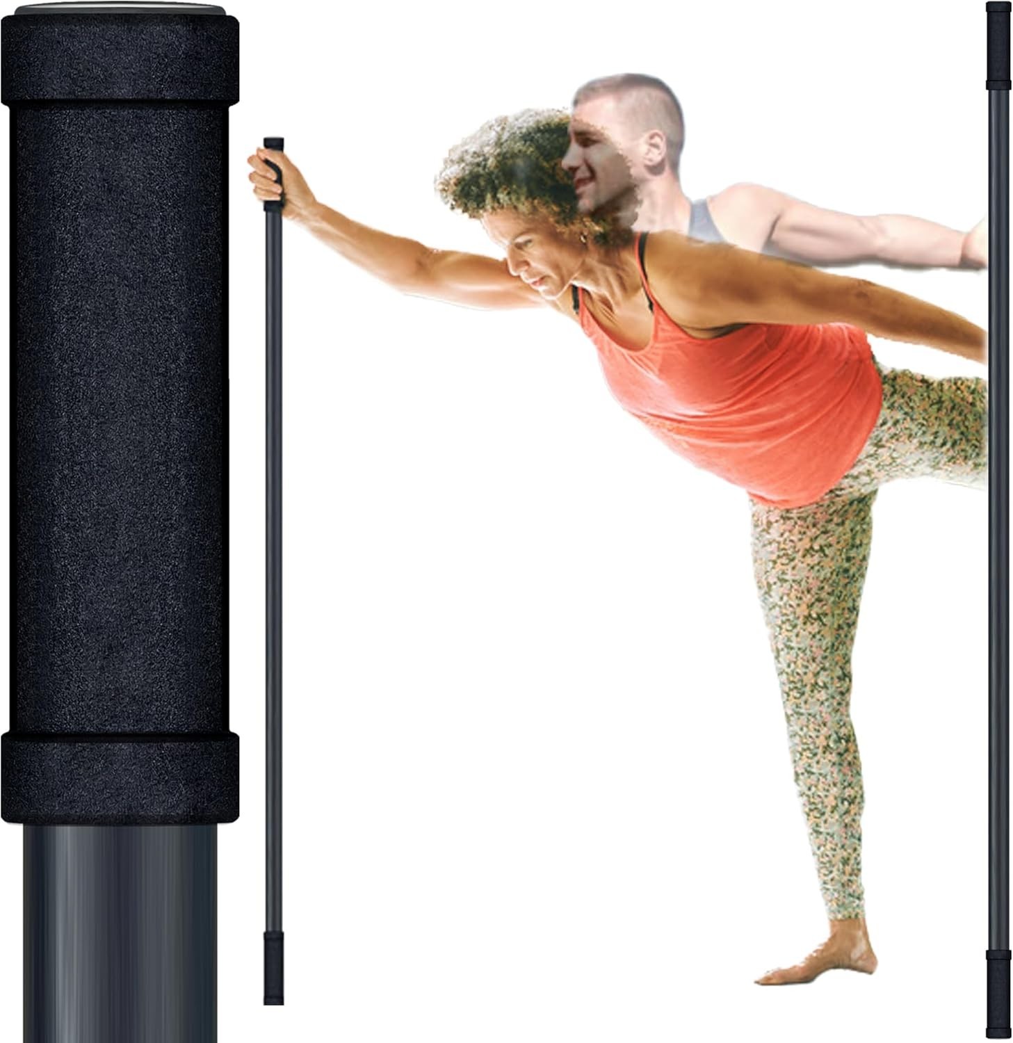 5Ft Yoga Stick from Natural Bamboo with Non-Slip Handle-Stretching Stick for Mob