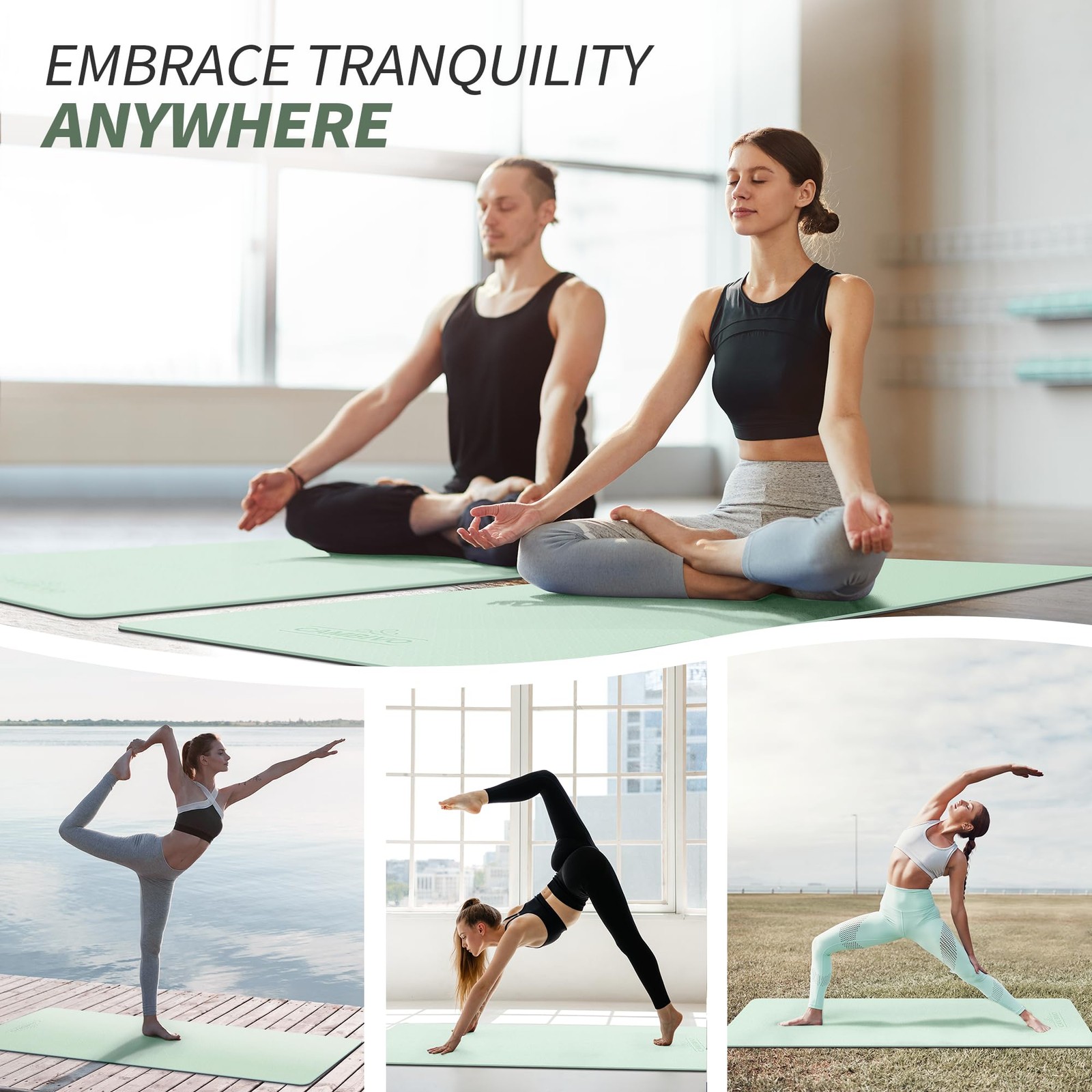 Yoga Mat for Men , 72″ x 24″ TPE Yoga Mats, 1/3 & 1/4 & 2/5 Inch Extra Thick …