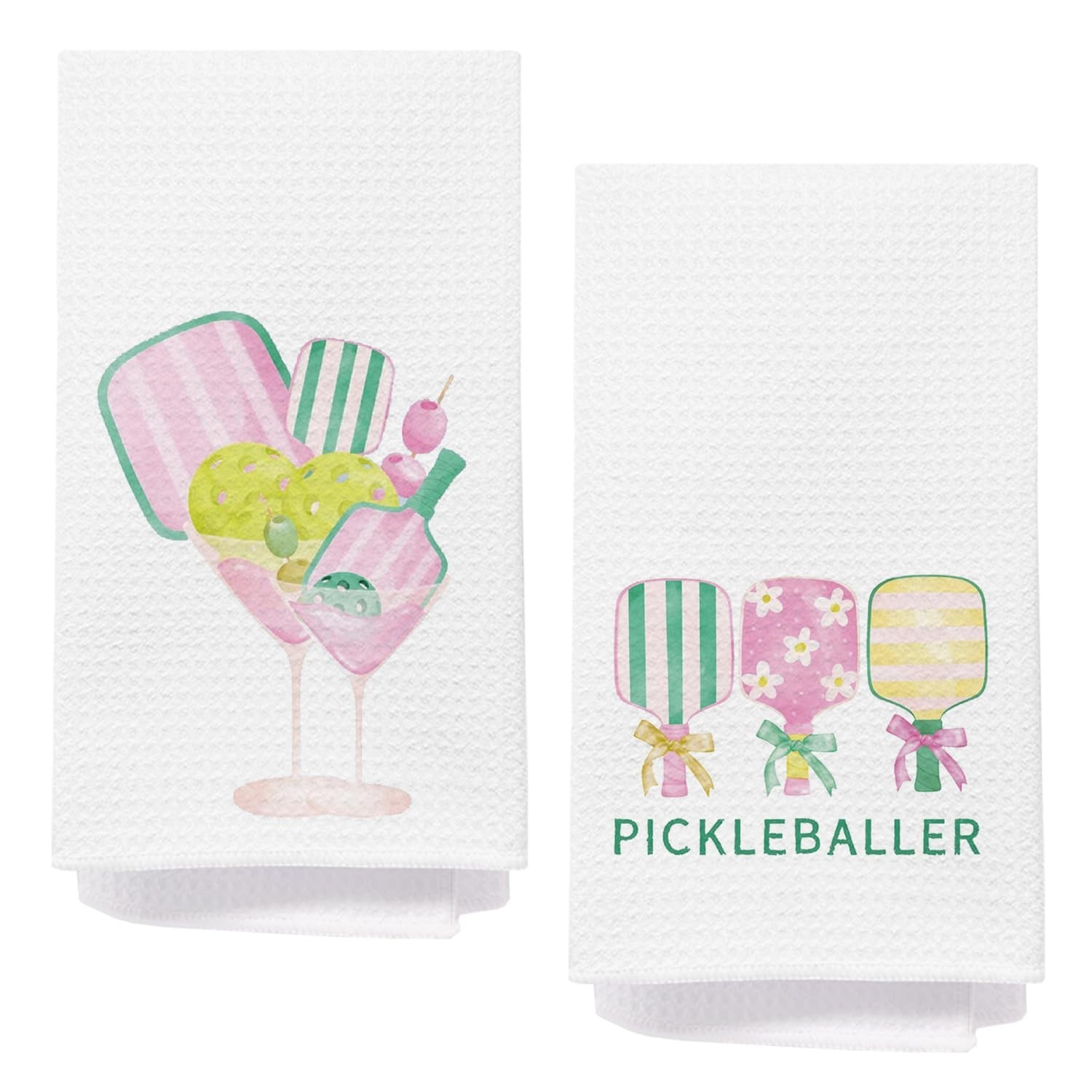 Pickleball Lovers Players Gifts Kitchen Towels 16×24 Inch, Preppy Pink and Gr…