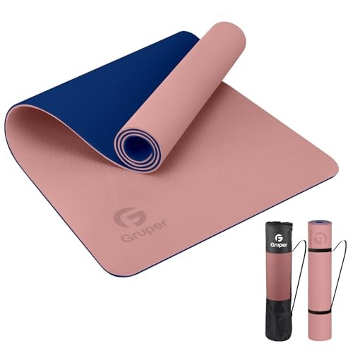 Non-Slip Yoga Mat – Eco Friendly – 0.31x24x72 Inches – Pink/Navy Blue