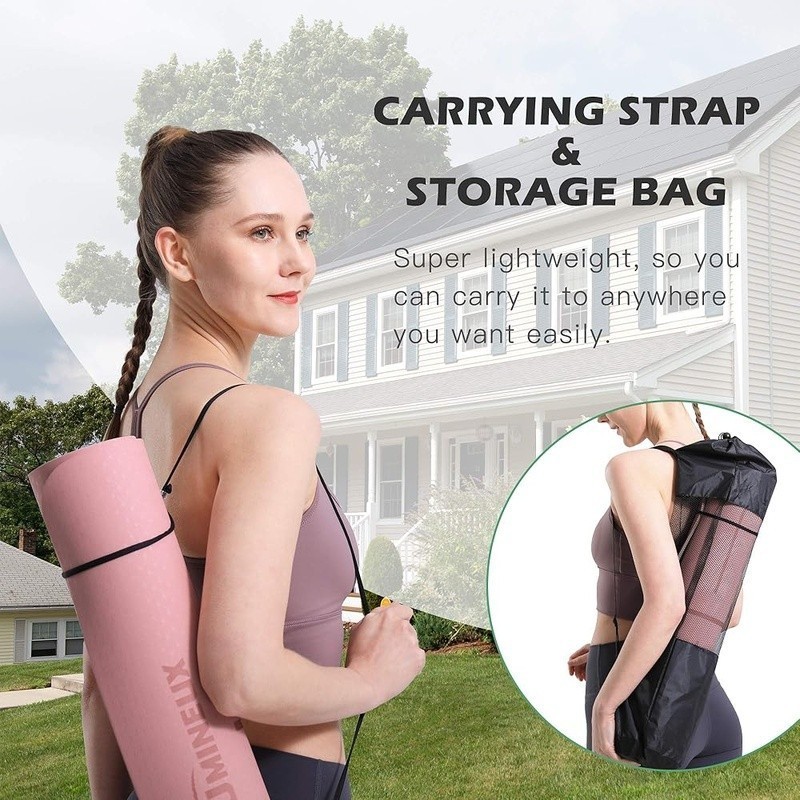 Eco-Friendly TPE Yoga Mat Double Non-Slip Design W/ Carry Strap & Storage Bag US