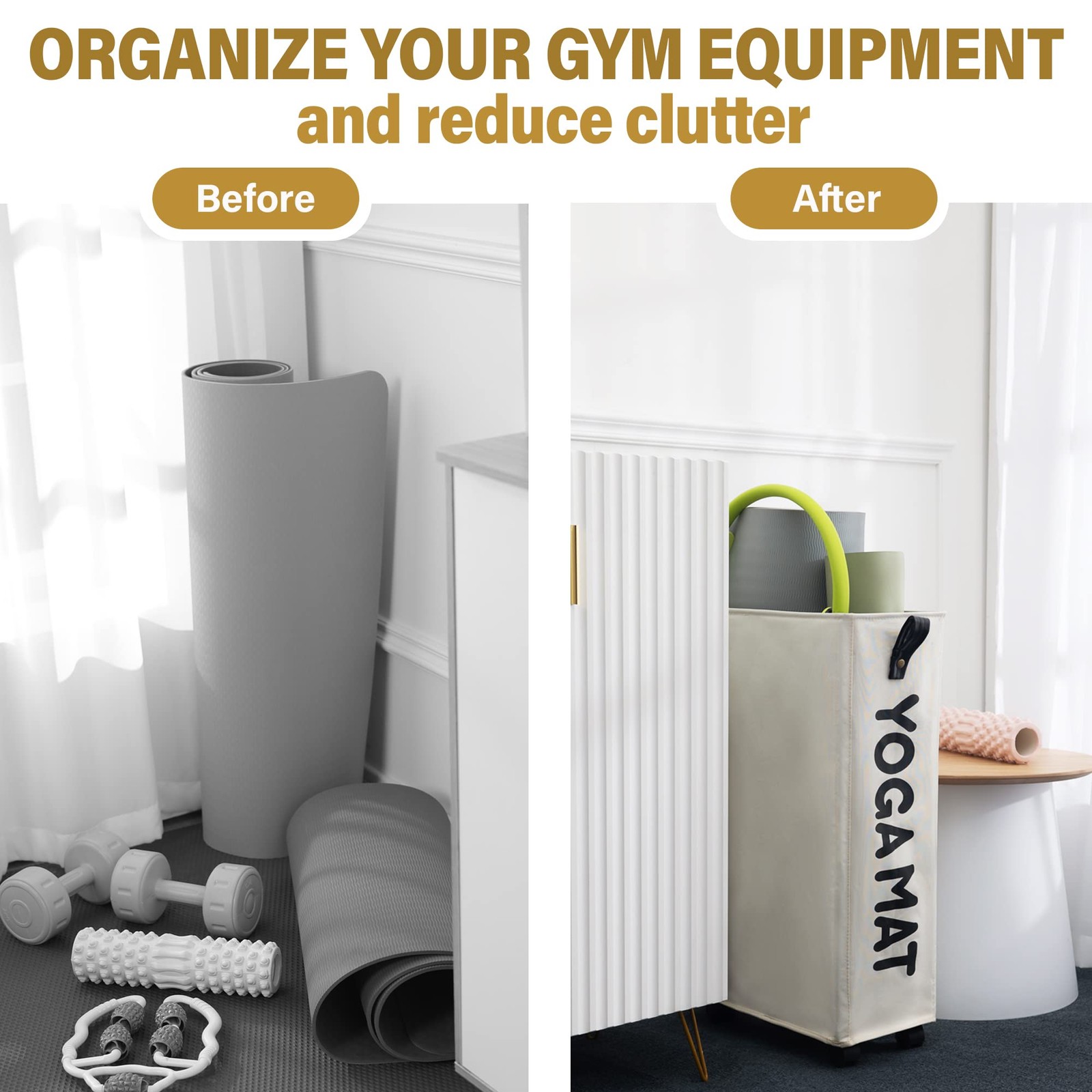 Yoga Mat Storage Racks 22”, Home Gym Storage Rack for Foam Roller, Yoga Stra…