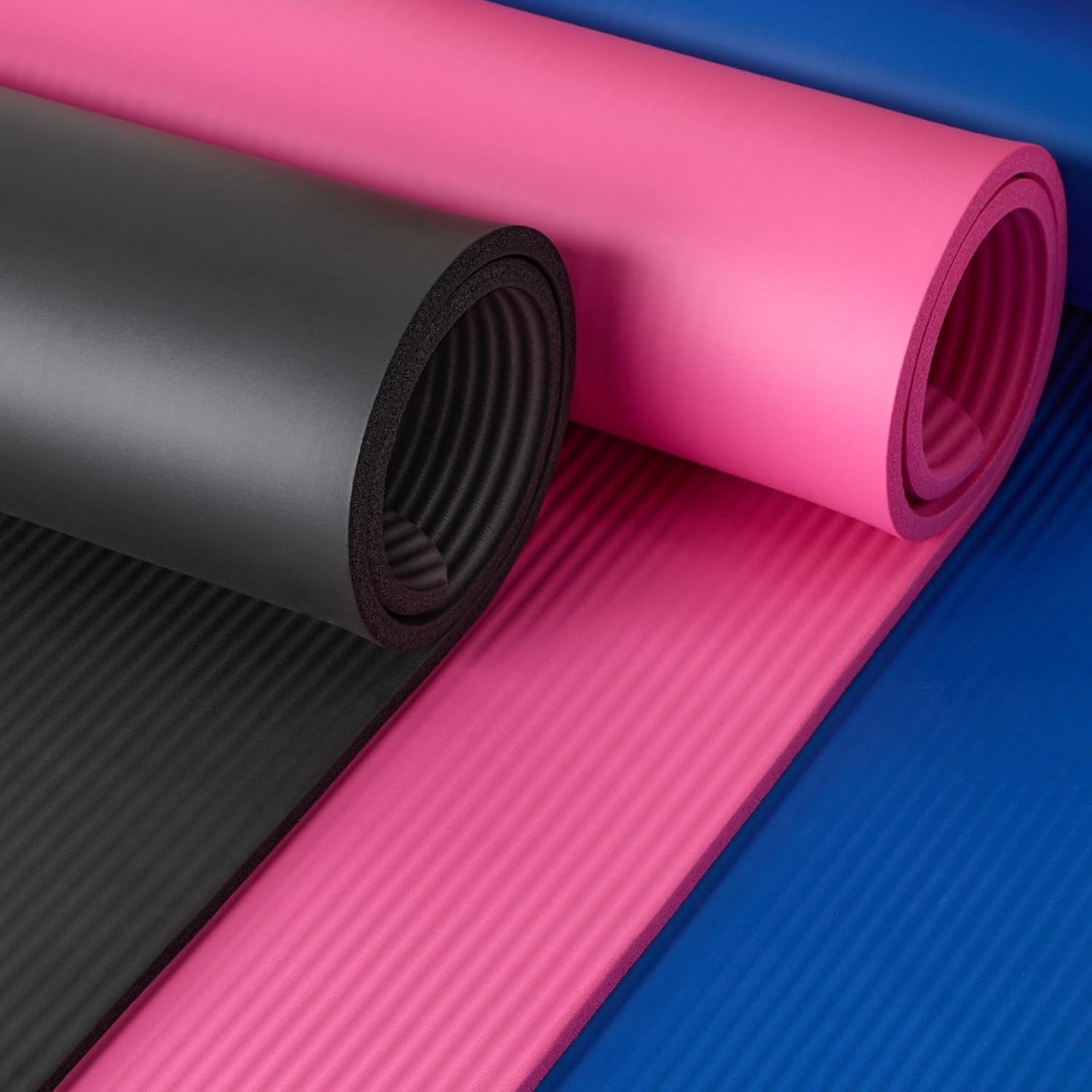 Amazon Basics Extra Thick Exercise Yoga Mat with Carrying Strap Non-Slip