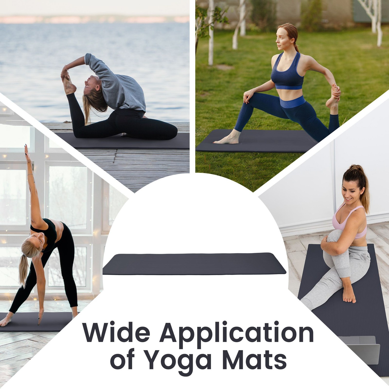Fitvids 1/2″ Thick High Density Exercise Yoga Mat, Carrying Strap, Graphite
