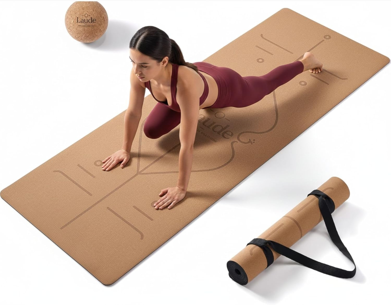 Eco-Friendly Cork Yoga Mat & Ball Set – Non-Slip, Thick & Durable 72″x26