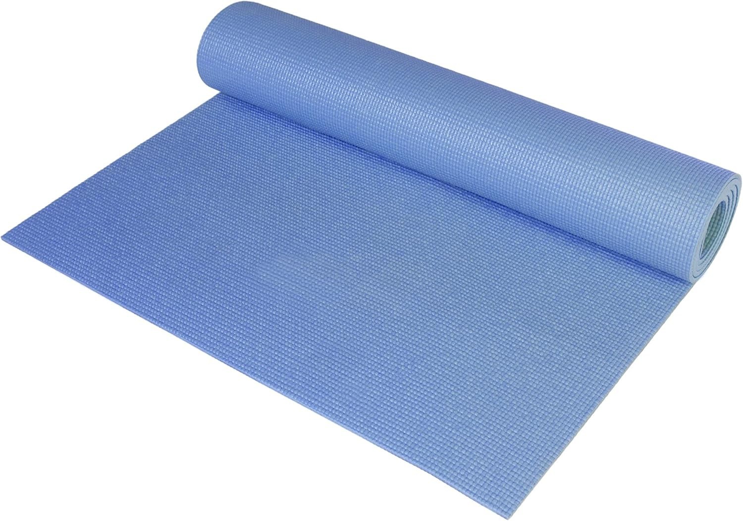 Non-Slip Yoga & Fitness Mat, Blue, 3mm Thick, Rubber, 68″x24″