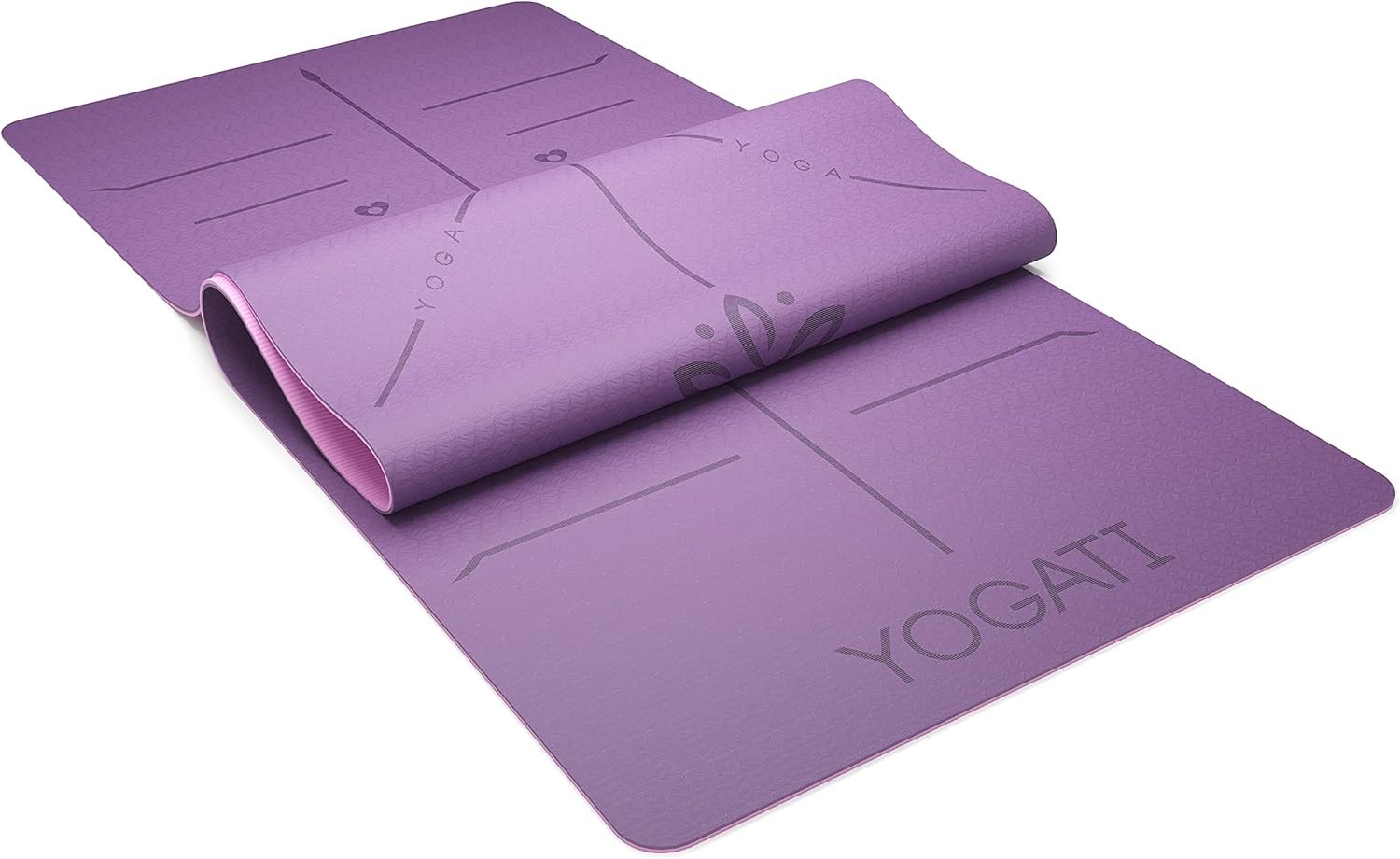 Versatile Yoga Mat with Alignment Lines – Non-Toxic Non-Slip Mats in Purple
