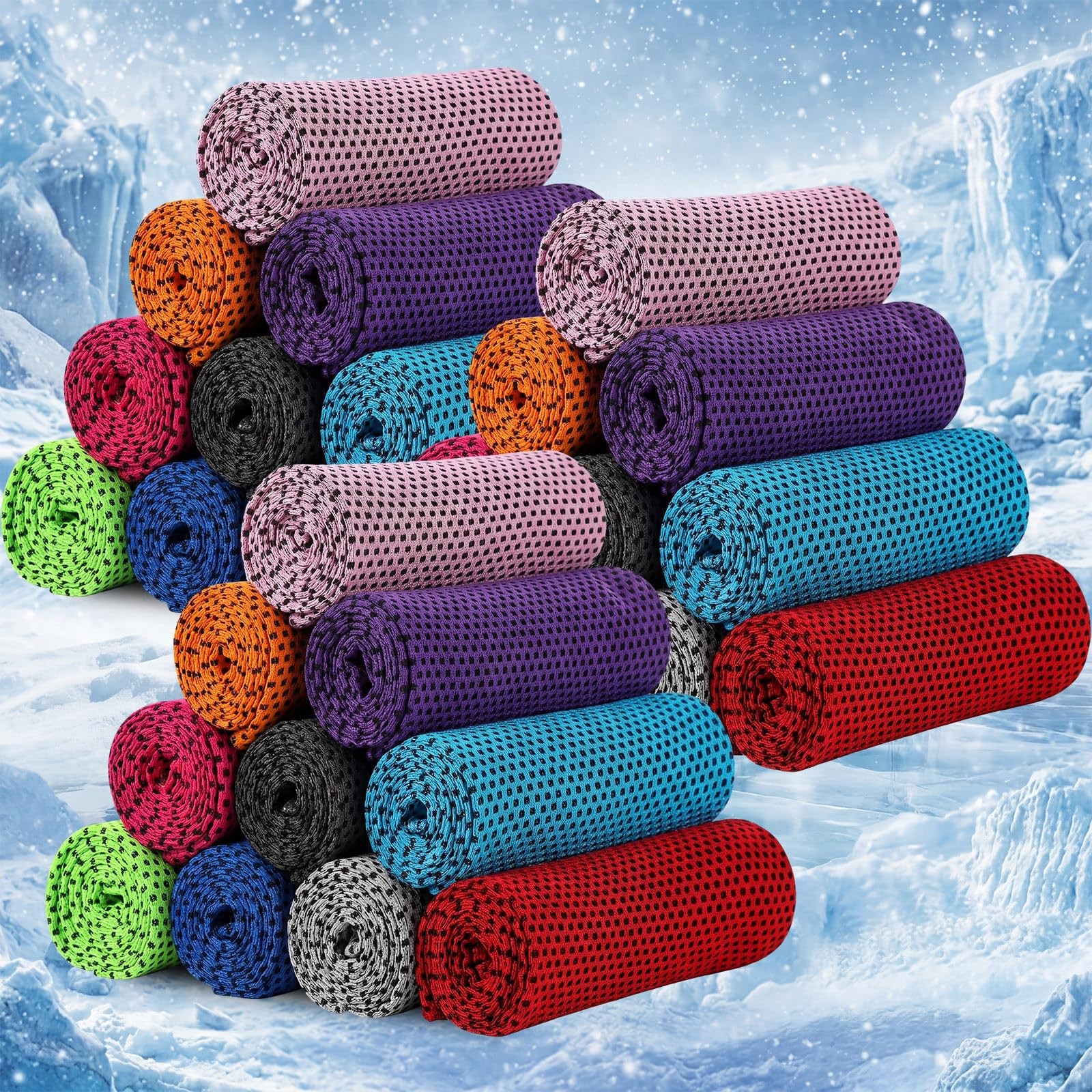 BBTO Cooling Towel Microfiber Ice Cool Cold Sport Face Small, Mixed Colors