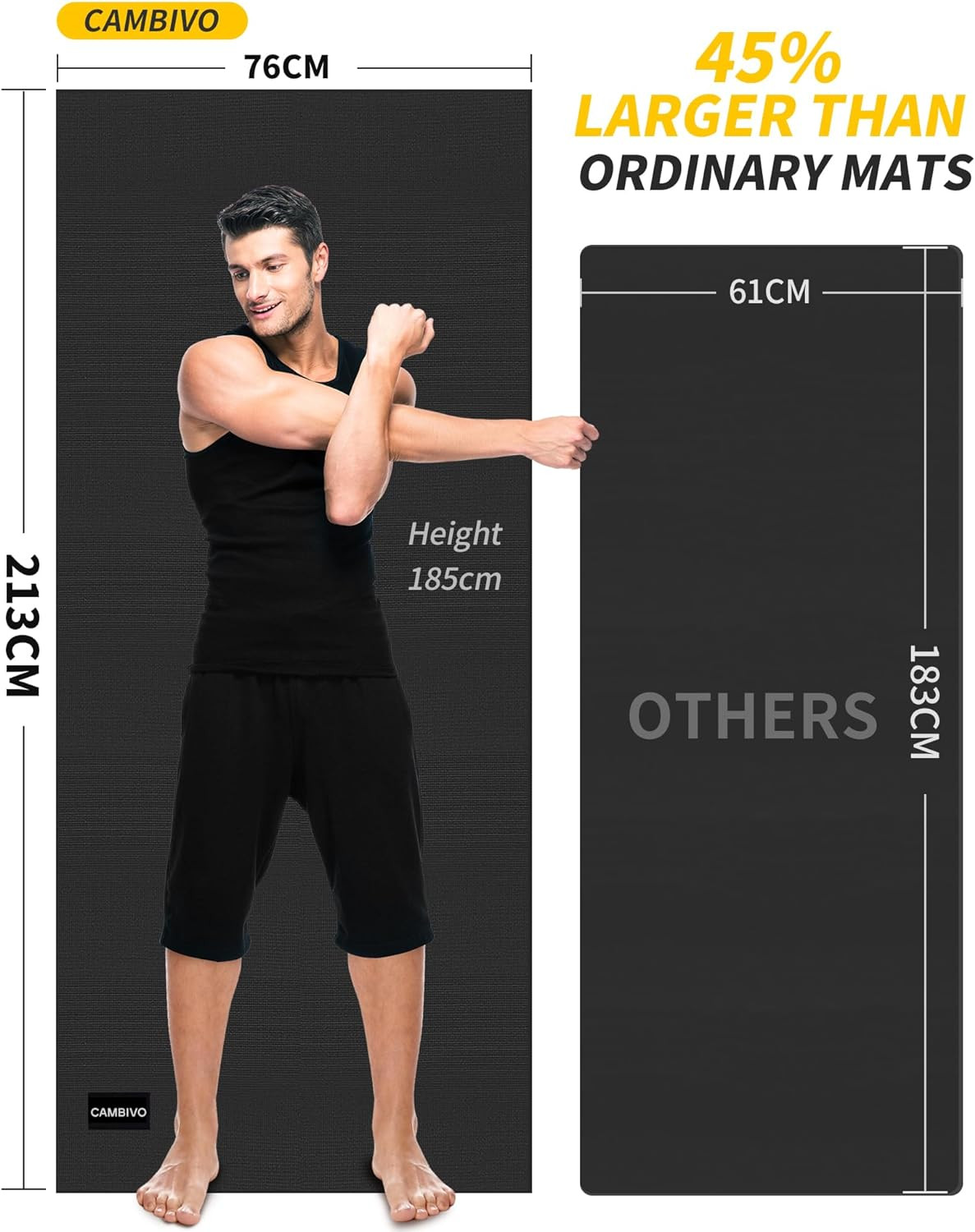 Extra Long Non-Slip Yoga Mat for Home Gym – Large 72″x48″ & 84″x30″ Sizes