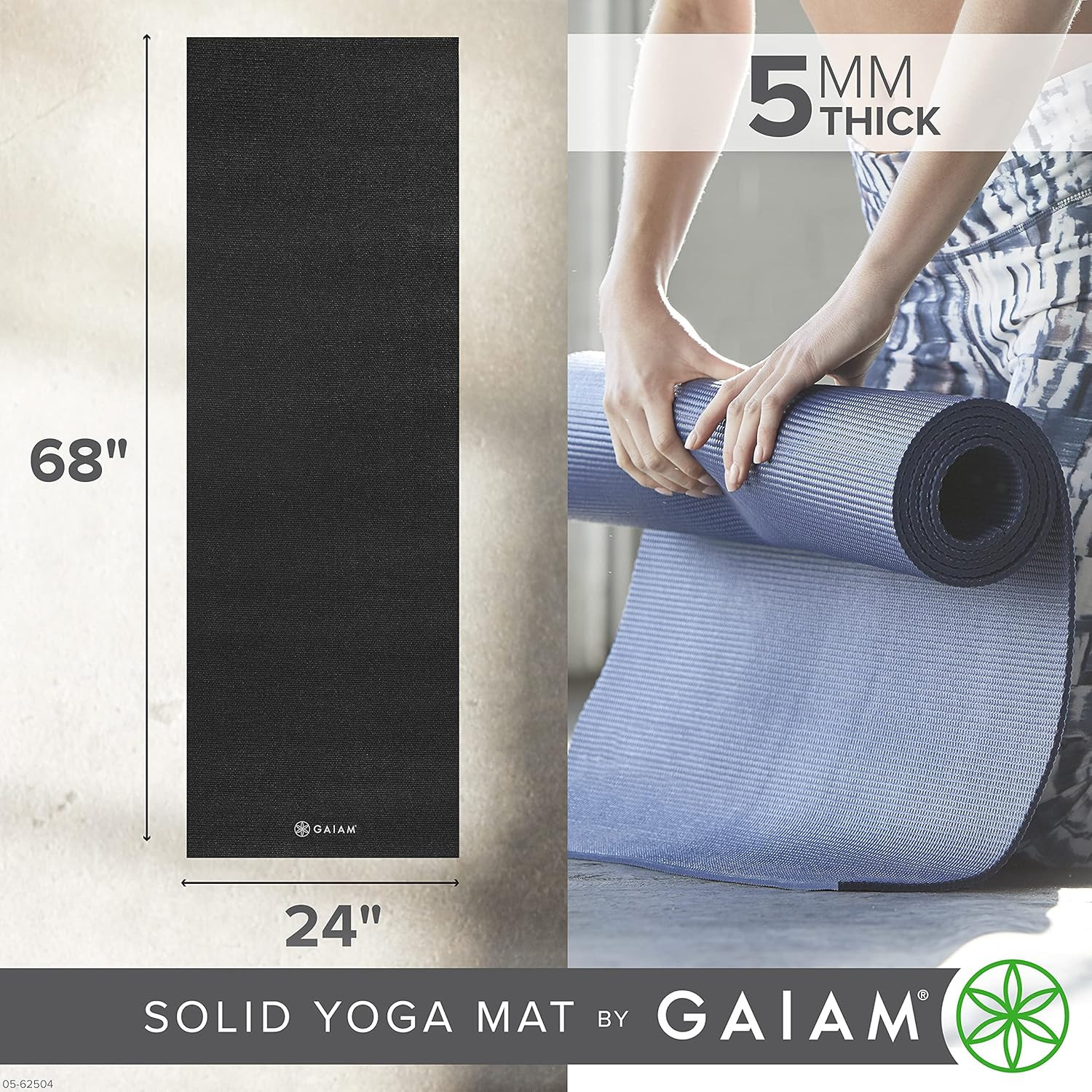 Gaiam Yoga Mat – Premium Solid Thick Non Slip Exercise & Fitness Mat for All Typ