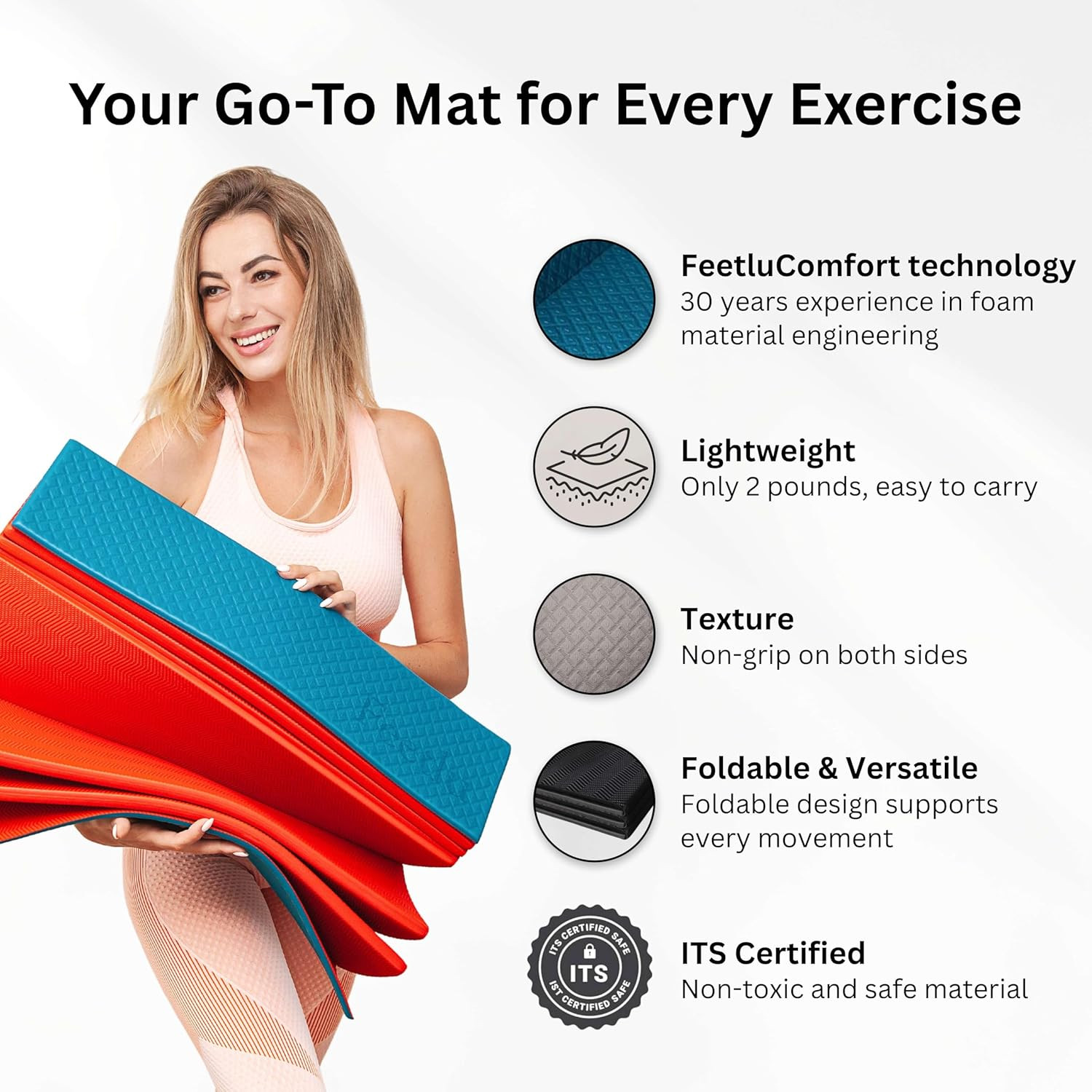 Premium Foldable Yoga Mat – Anti-Slip, Lightweight, 6mm to 12mm Thickness