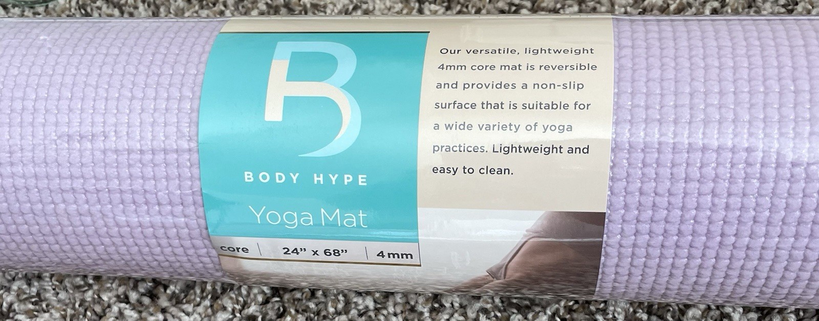 Body Hype 4mm Non-Slip Textured Yoga Mat 24″x 68″ in Purple (Brand New)