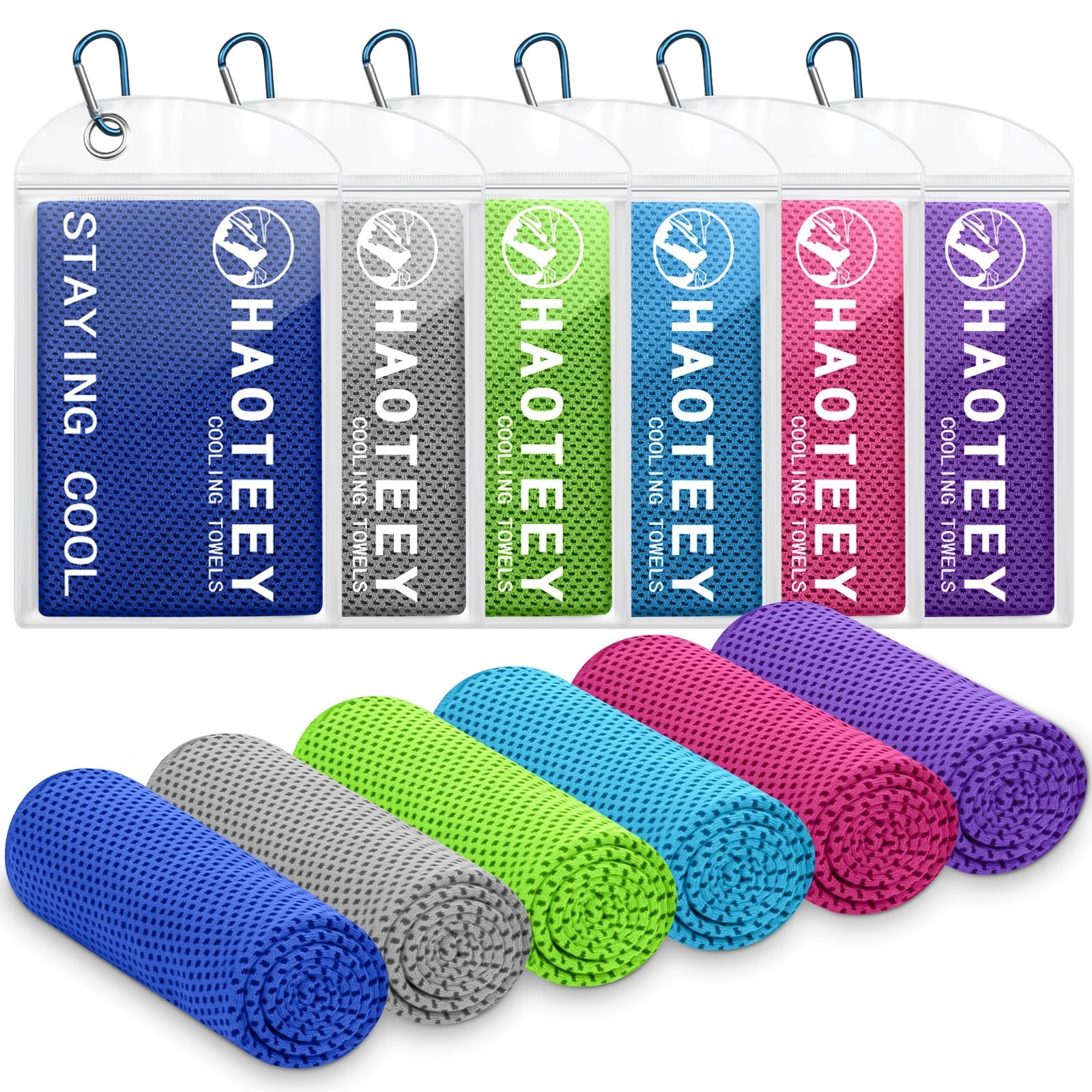 Haoteey 40″*12″ Cooling Towels 6 40″*12″, Darkblue/Grey/Green/Blue/Red/Purple