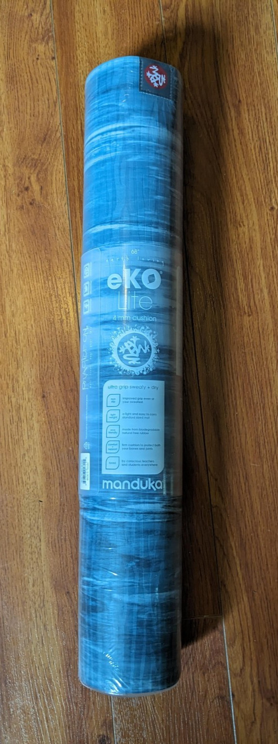 NEW Manduka eKO Lite 4mm Yoga Mat Charcoal Gray Blue Non-Slip Eco-Friendly 68″
