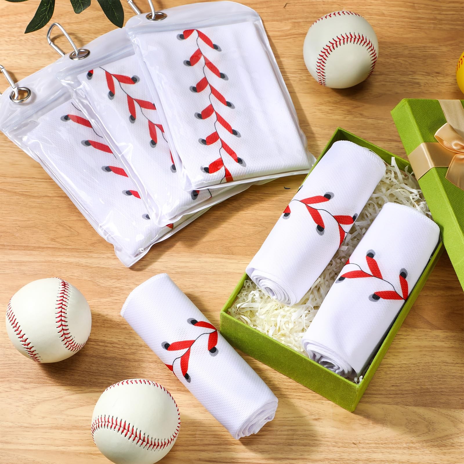 Tegeme 12 Pack Mini Baseball Cooling Towels, 30″x9″ 30″ x 9″, White