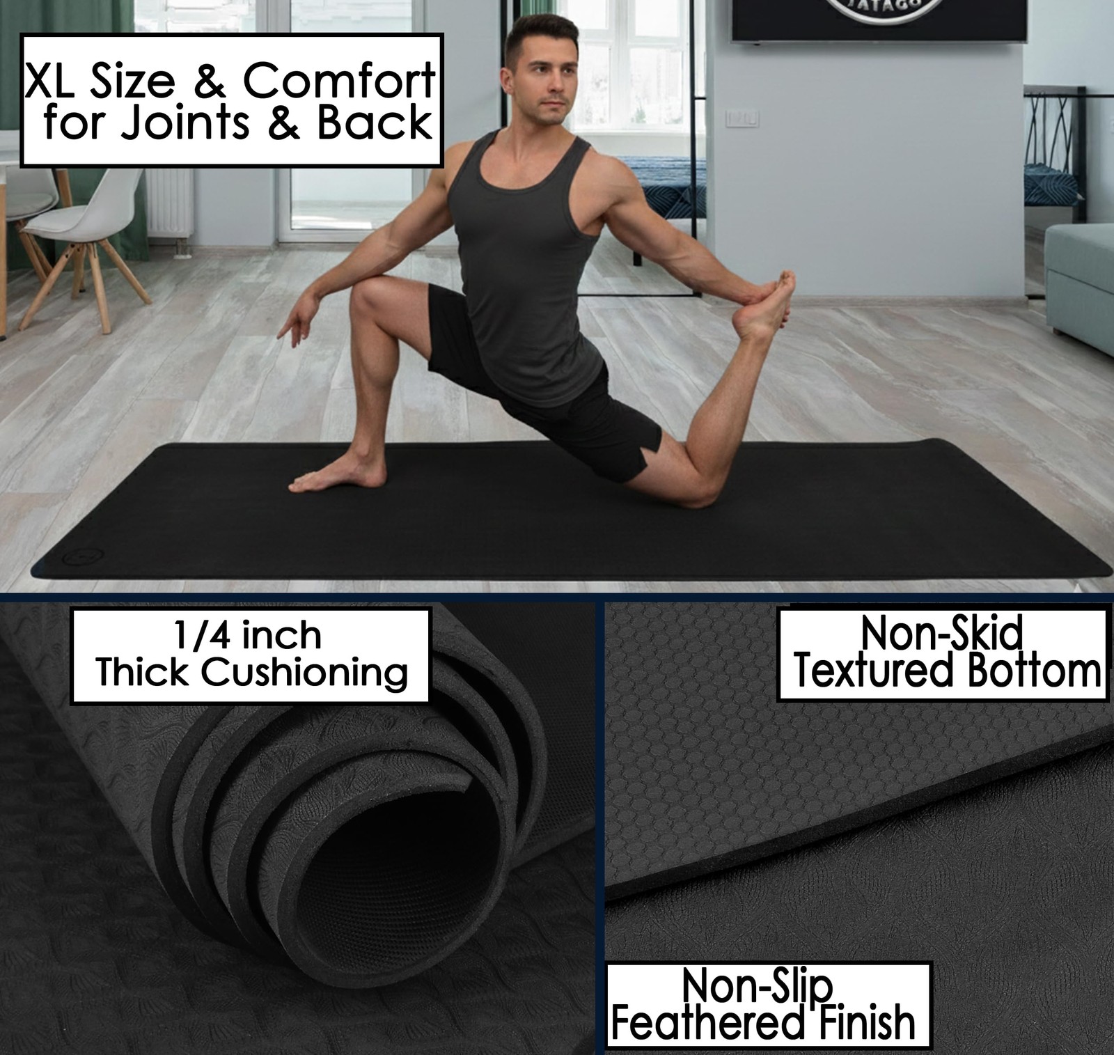 Extra Large Yoga Mat 84 x 30, XL Yoga Mat Extra Wide & Long, 6mm Thick Large …