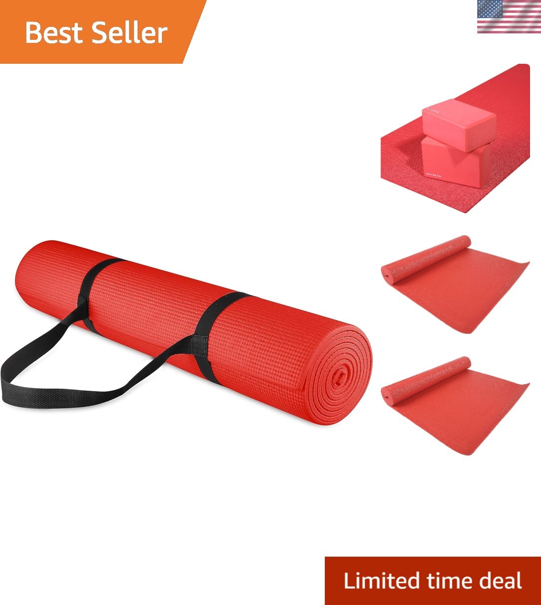 Cushioned 1/4-Inch Yoga and Pilates Mat with Easy Carry Strap – Versatile Design
