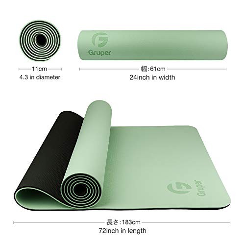 Yoga Mat Non Slip, Eco Friendly 0.24*24*72 Inches 4.Matcha Green / Black