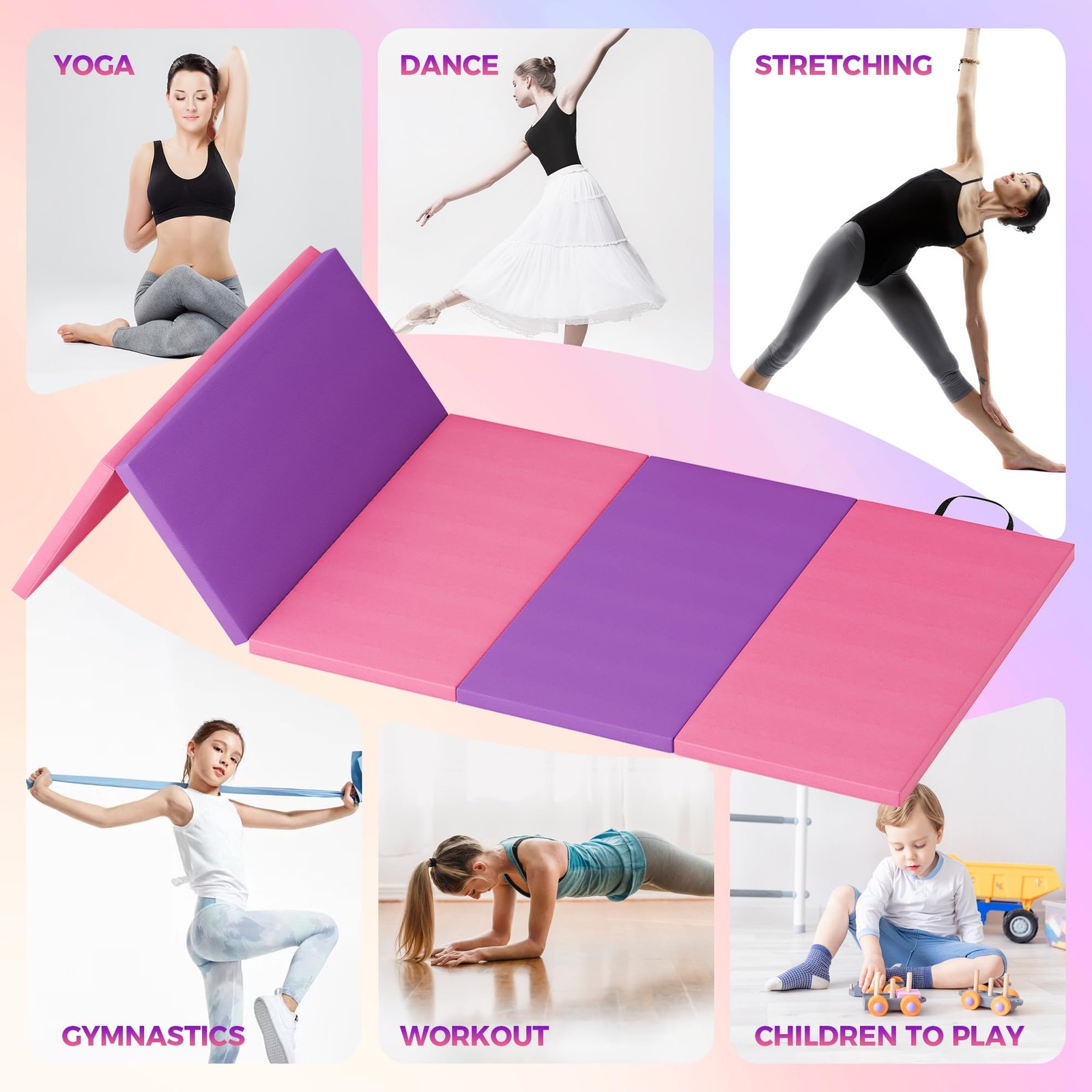 Exercise Mats & Gymnastics Tumbling Mats Portable Home Gym Floor Pad for Pilates