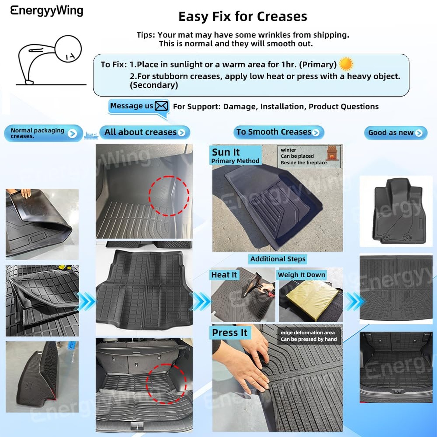 EnergyyWing All-Weather TPE Floor Mats & Cargo Liner with Backrest Mats Full …