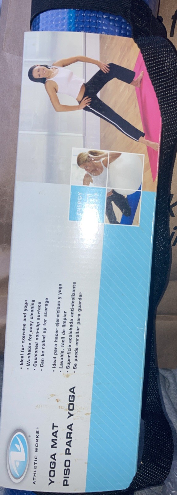 (2) Athletic Works PVC FOAM Yoga Mat, BLUE, 68inx24in, WASHABLE, Cushioned(NEW)