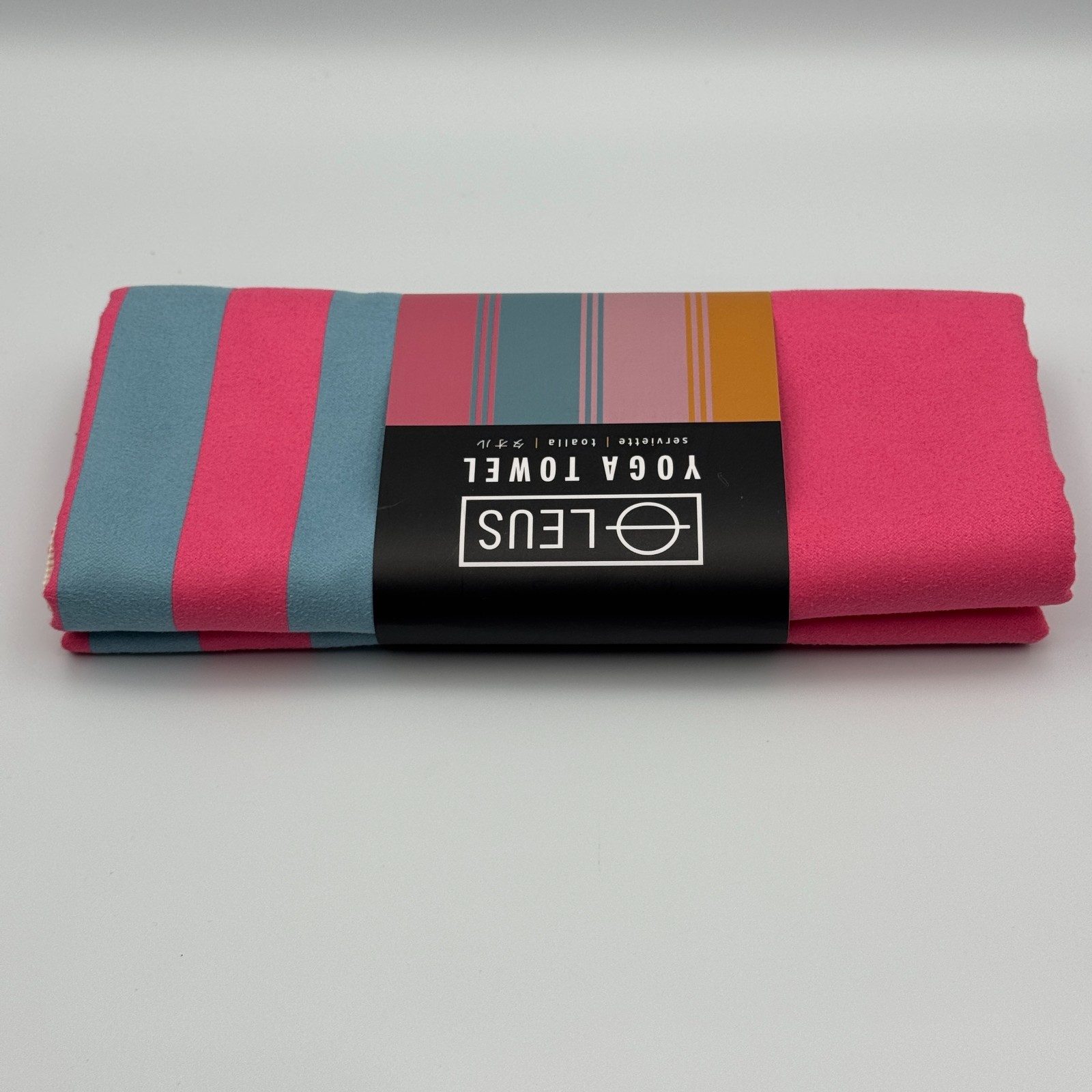 Leus Yoga Eco Towel Zuma Microfiber Antimicrobial Yellow Pink Blue Stripe 68×24