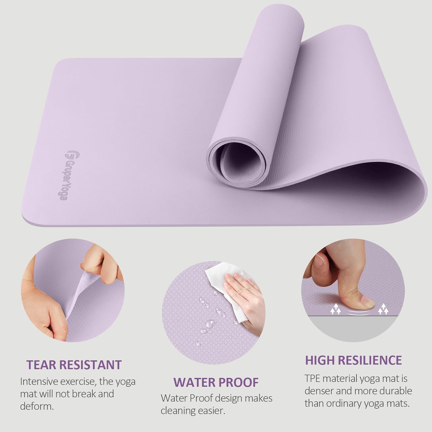 Yoga Mat Non Slip, 72″L X 24″W X 0.24″/0.32″TH, Anti-Tear Exercise Mat with Carr
