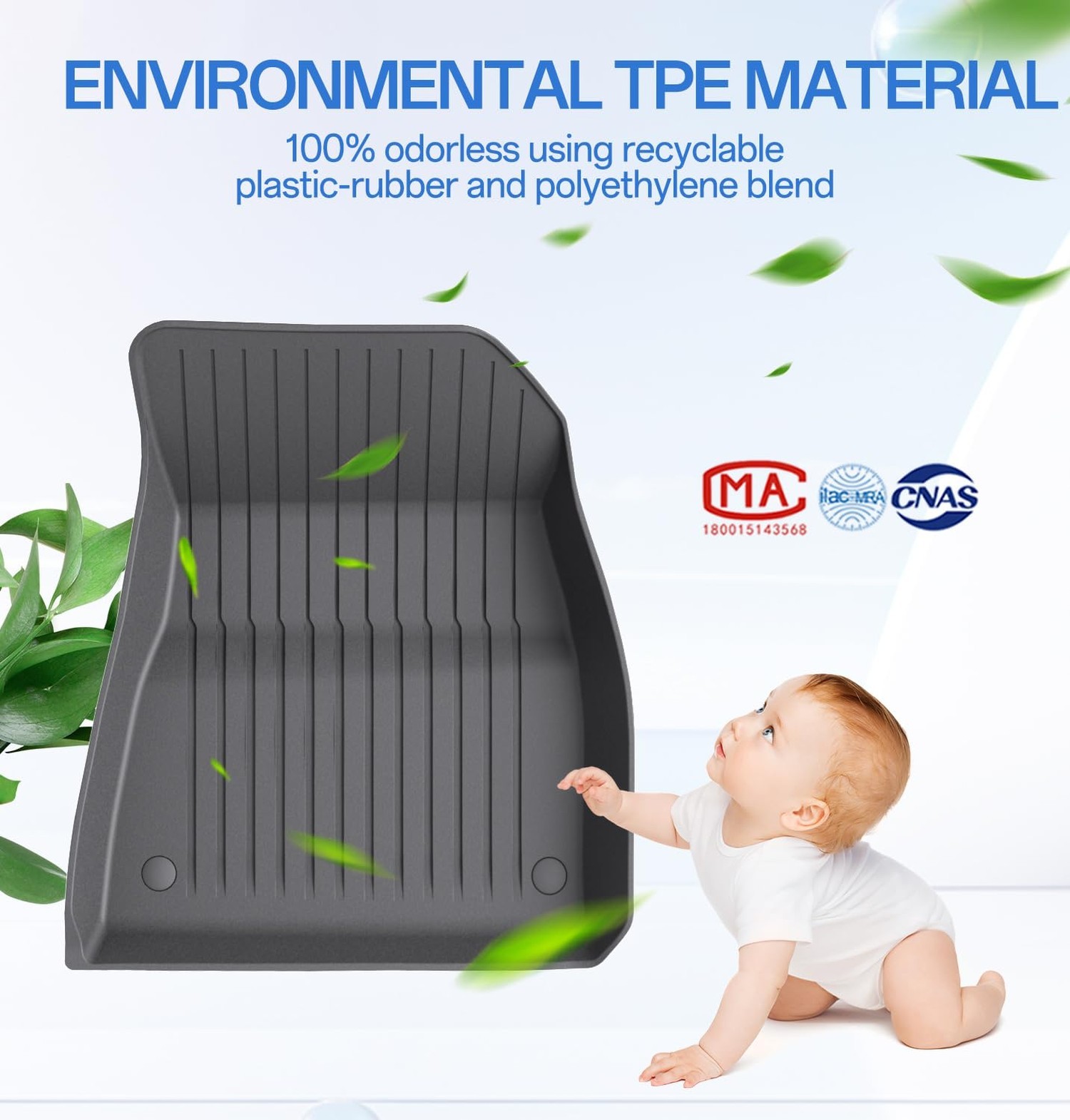 Floor Mats Fits for Tesla Model 3 2023-2018 – All Weather TPE Custom Fit Car …