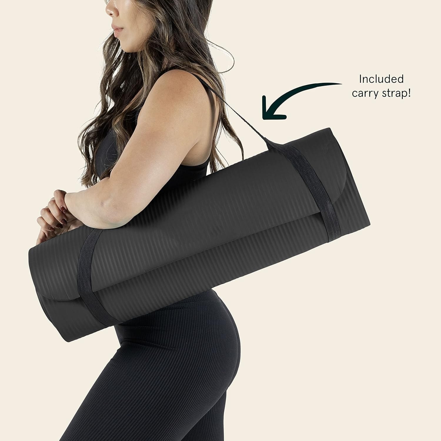 Tapete De Yoga De 1 Pulgada Con Correa De Nylon Antideslizante Para Ejercicio