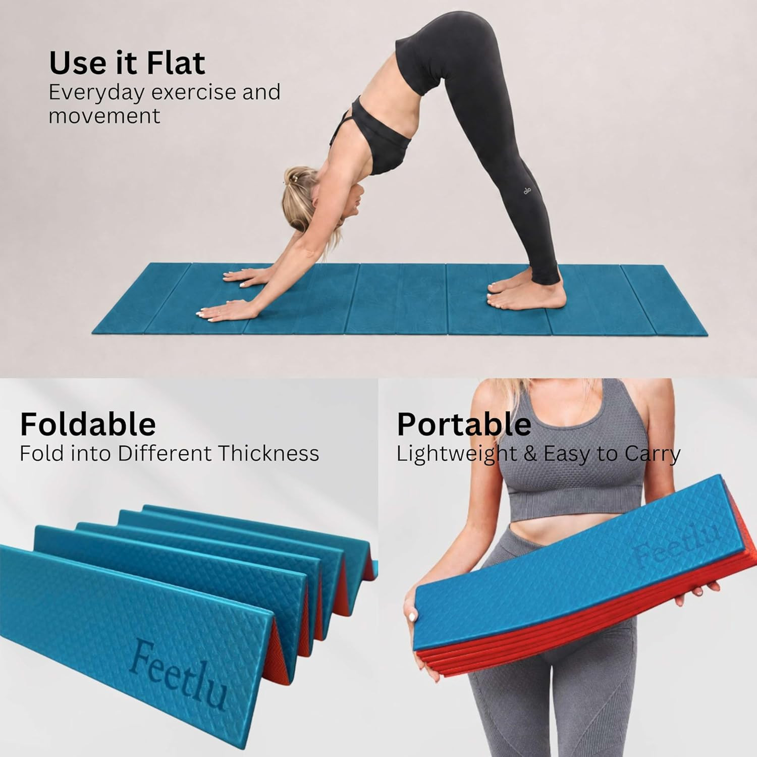 Premium Foldable Yoga Mat – Anti-Slip, Lightweight, 6mm to 12mm Thickness